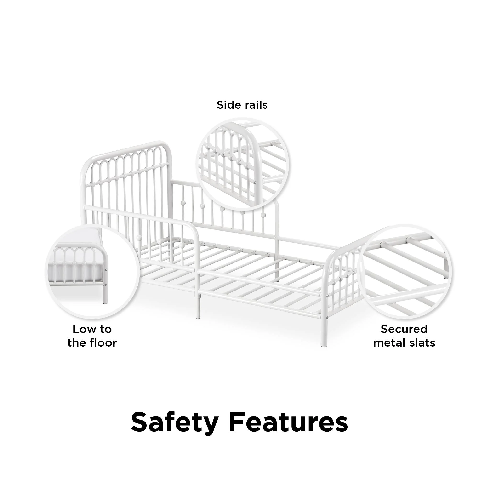 Little Seeds Monarch Hill Ivy Metal Toddler Bed with Safety 1st Sweet Dreams Baby & Toddler Mattress, Off White