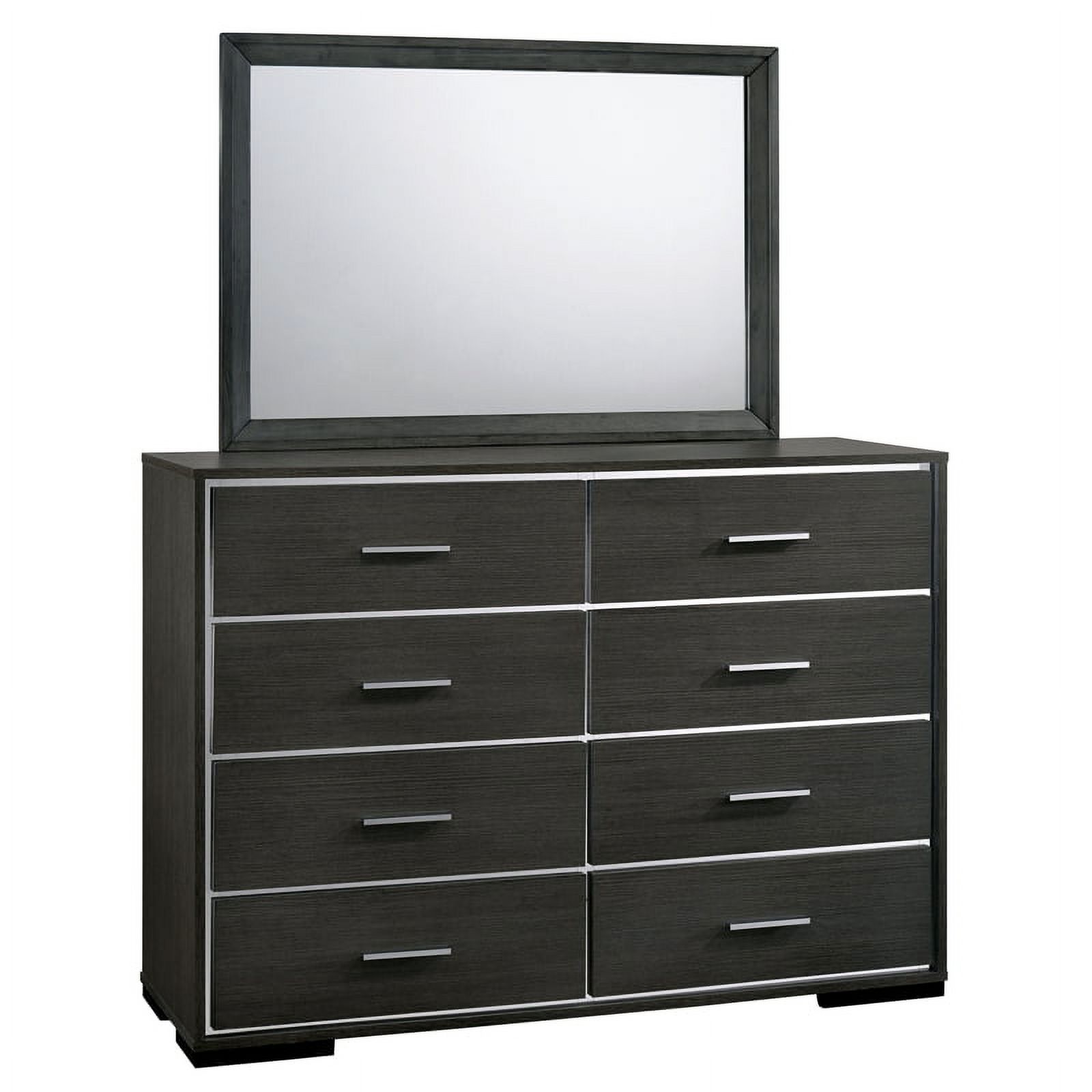 Furniture of America Henly 2-Piece Wood Dresser and Mirror in Warm Gray