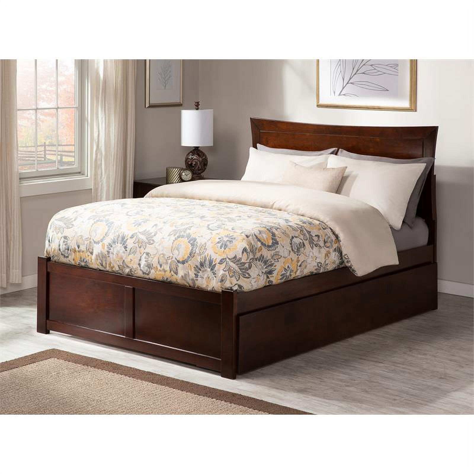 Bowery Hill Wood Queen Bed with Footboard/Trundle in Walnut