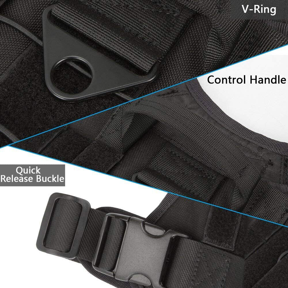Adjustable Training Tactical Pet Dog Harness Vest +Retractable Leash Set No-Pull