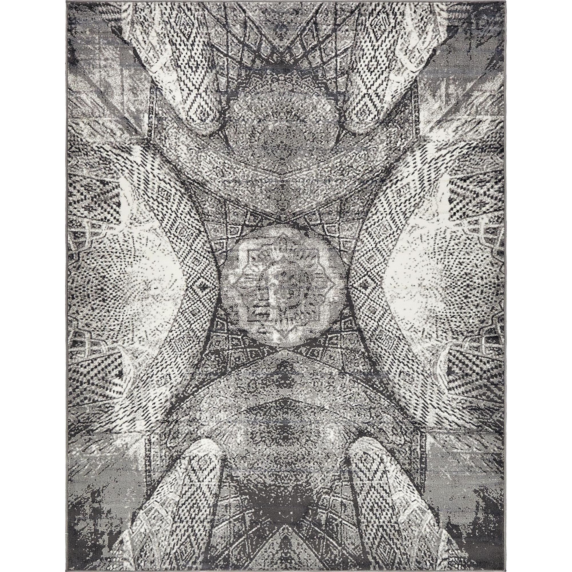 Unique Loom Albert Sofia Rug Dark Gray/Gray 9' x 12' Rectangle Geometric Bohemian Perfect For Living Room Bed Room Dining Room Office