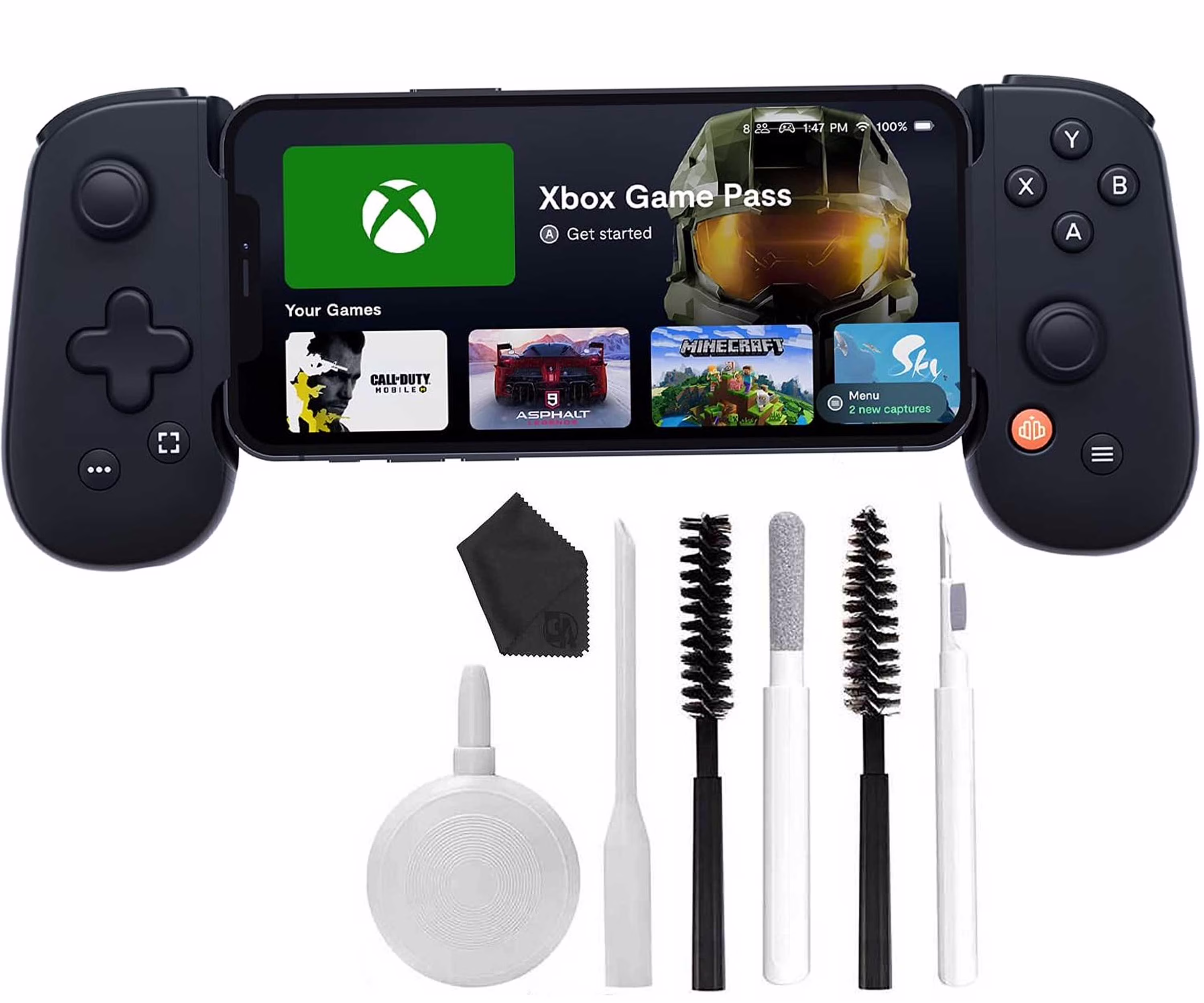 One Mobile Gaming Controller for iPhone - Turn Your iPhone into a Gaming Console - Play Xbox, PlayStation, Call of Duty, & More BOLT AXTION Bundle Like New