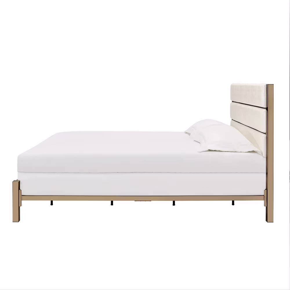EK BED | White & Champagne & Gold Finish