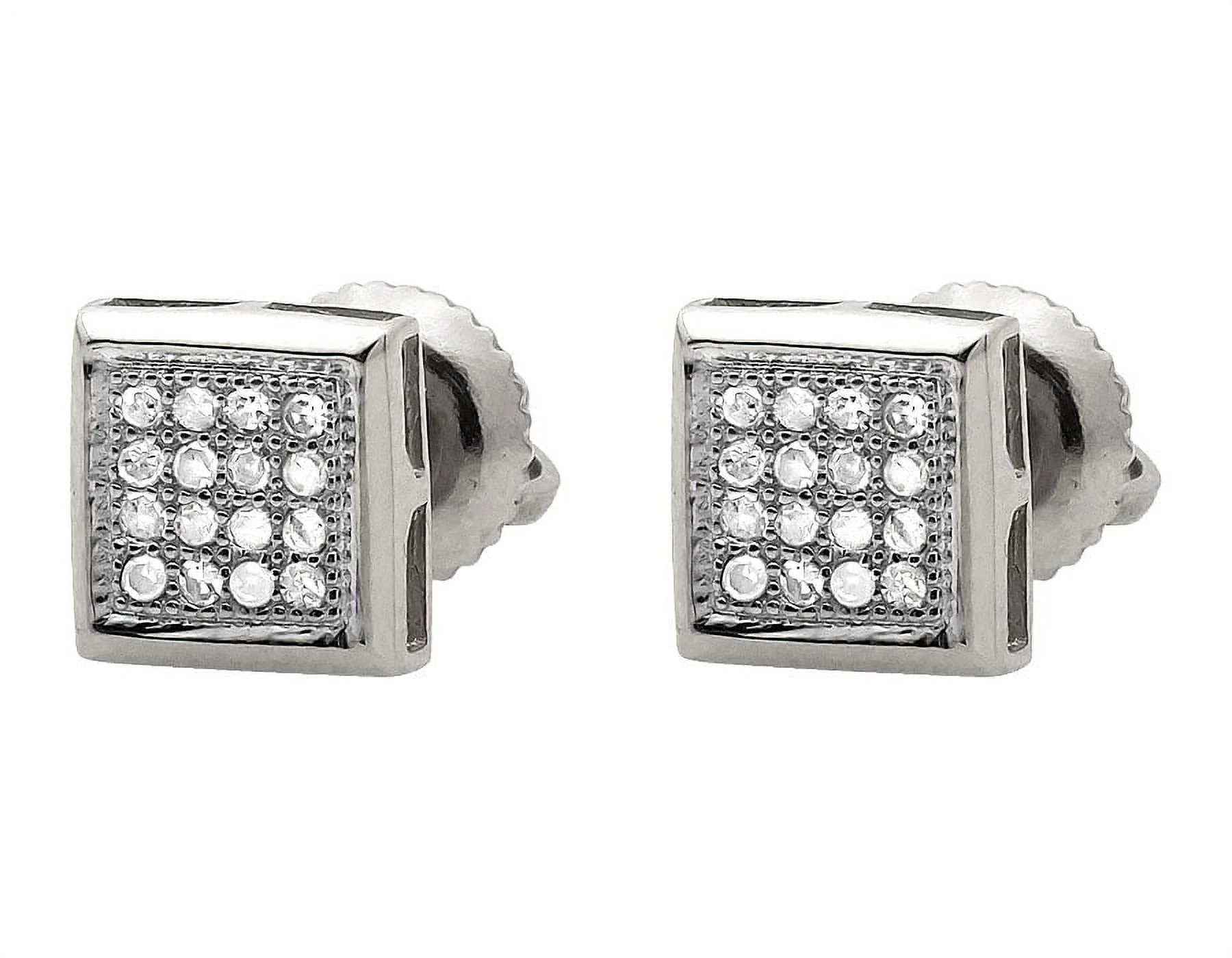 10K White Gold 5MM Square Kite Diamond Stud Earring 0.17ct