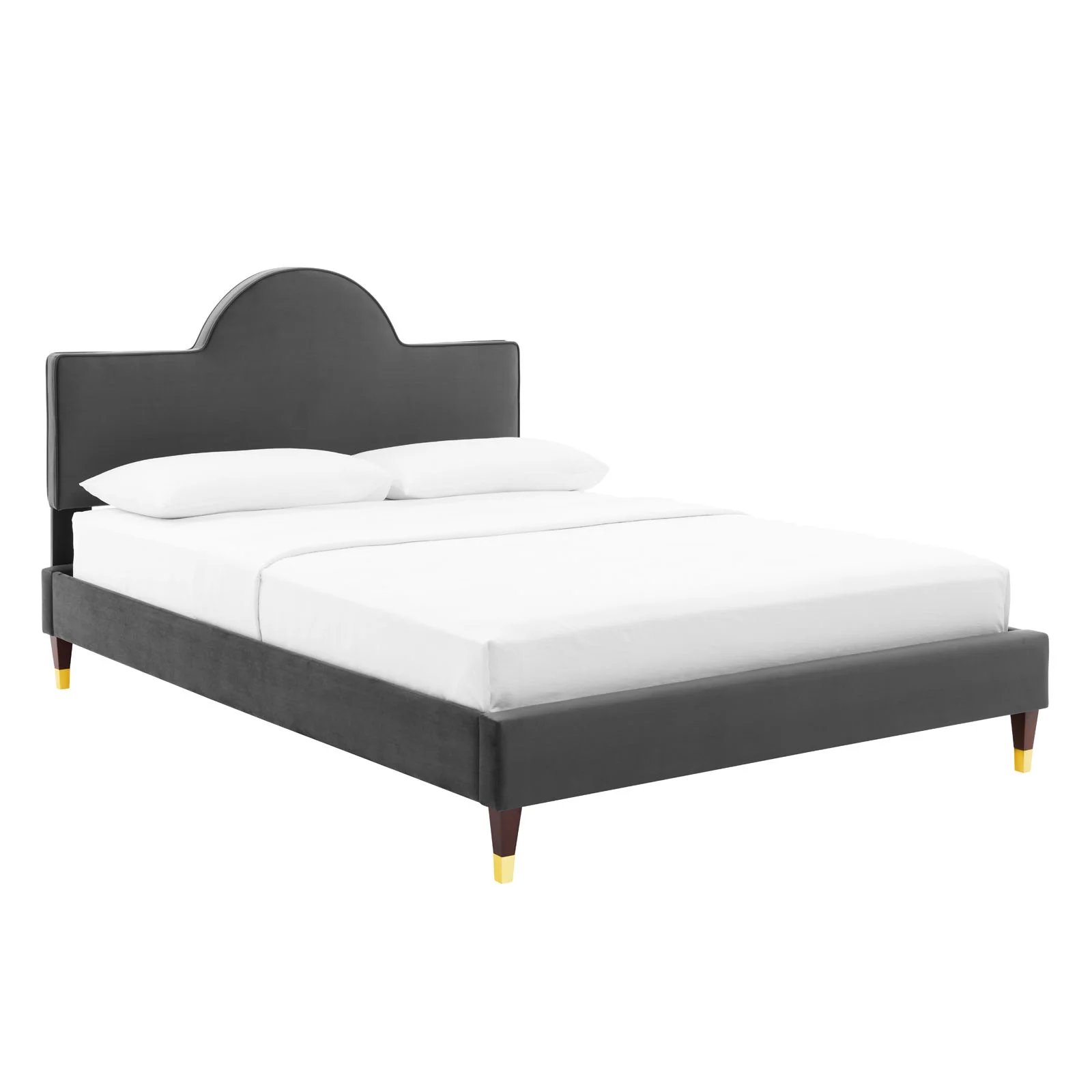 Modway Aurora Performance Velvet King Bed in Charcoal