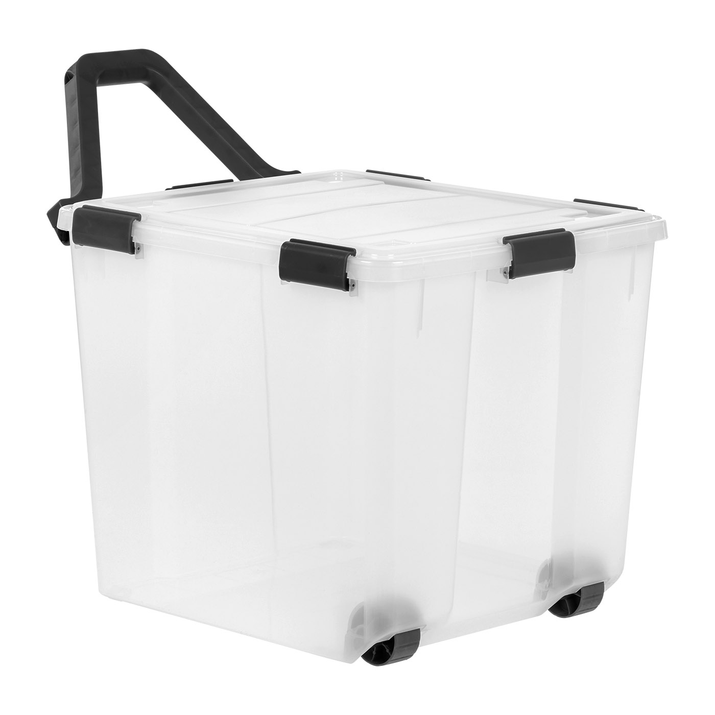 IRIS USA 3Pack 106qt WEATHERPRO Wheeled Plastic Storage Bin with Seal Latching Lid and 6Buckles, Pull Handle
