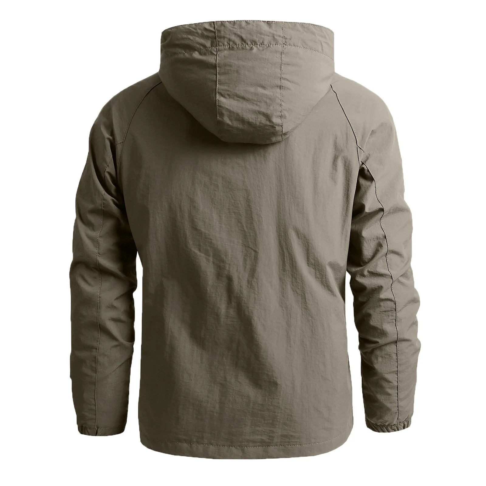 Yotyukeb Men's Autumn And Winter Detachable Hooded Waterproof Outdoor Thin Jacket Top Blouse Coat - Khaki