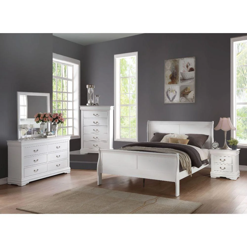Contemporary White Full 6pcs Bedroom Set by Acme Louis Philippe 23840F-6pcs
