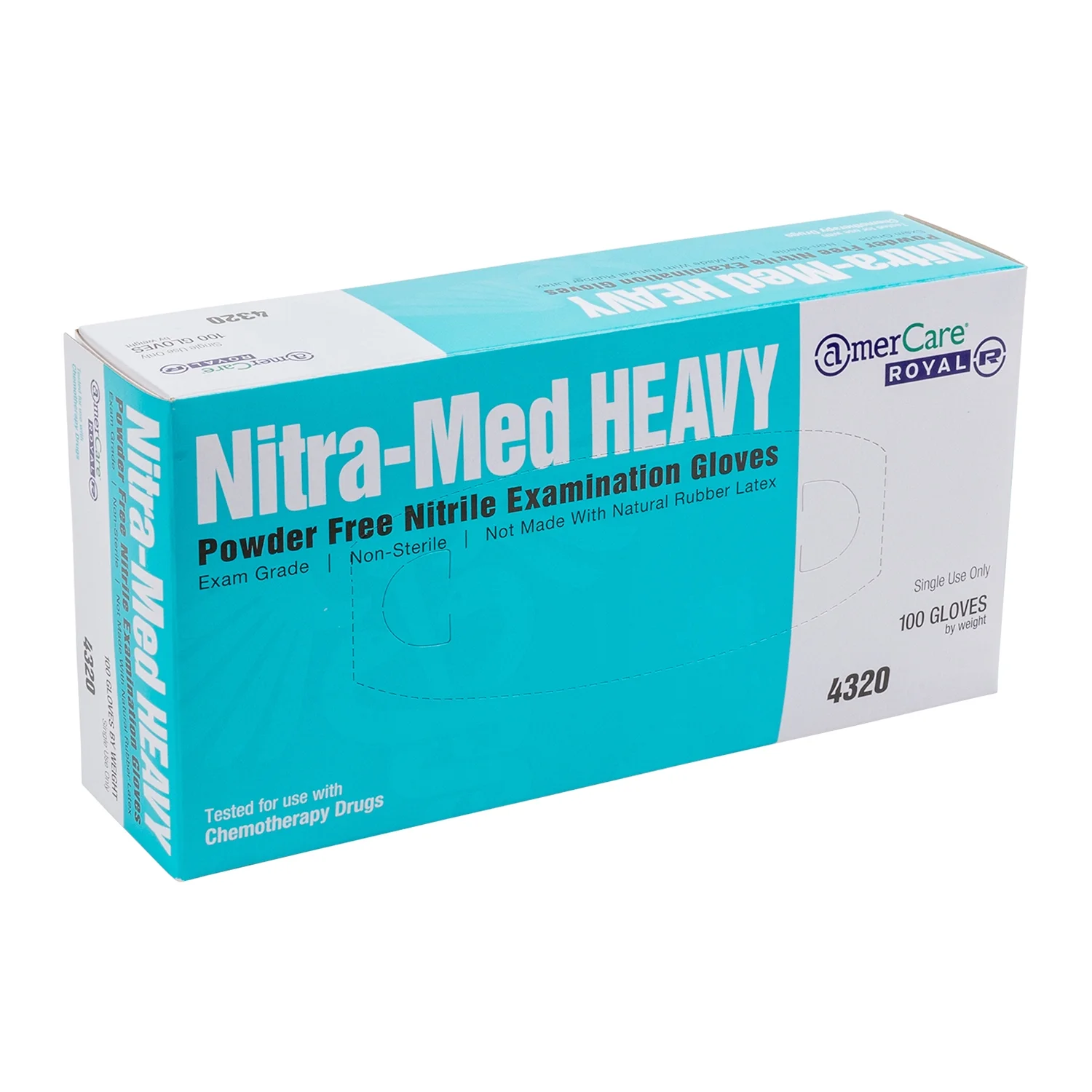 AmerCareRoyal Nitra-Med Heavy Disposable Exam Gloves, Large, Case of 1000