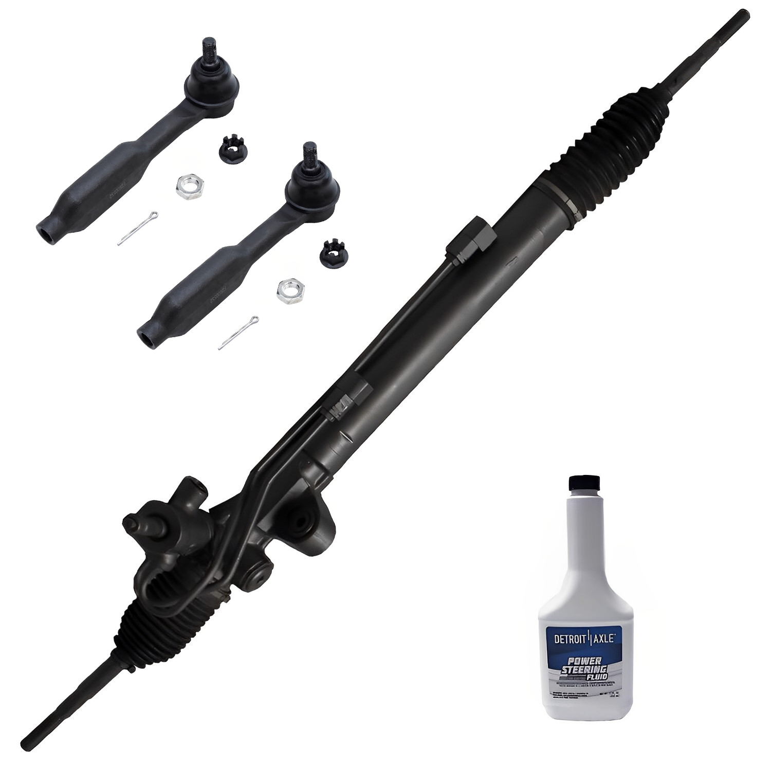 Detroit Axle - Steering Rack and Pinion for 2005-2009 Honda Odyssey [Touring] 2006 2007 2008, Complete Power Steering Rack and Pinion, 2 Outer Tie Rod Links Replacement