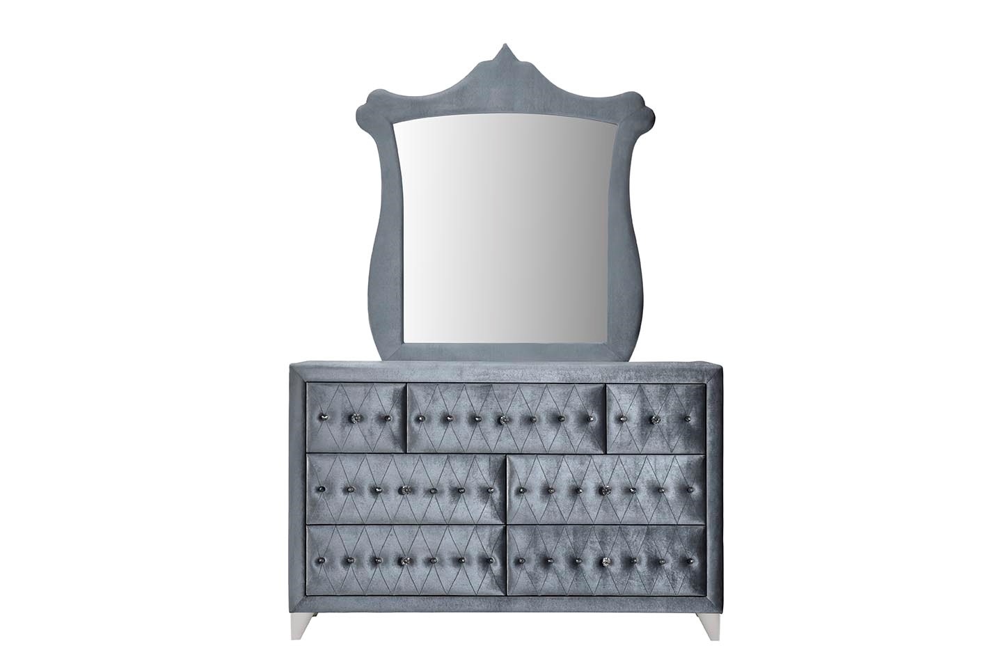 Acme Furniture Dante Mirror in Gray Velvet