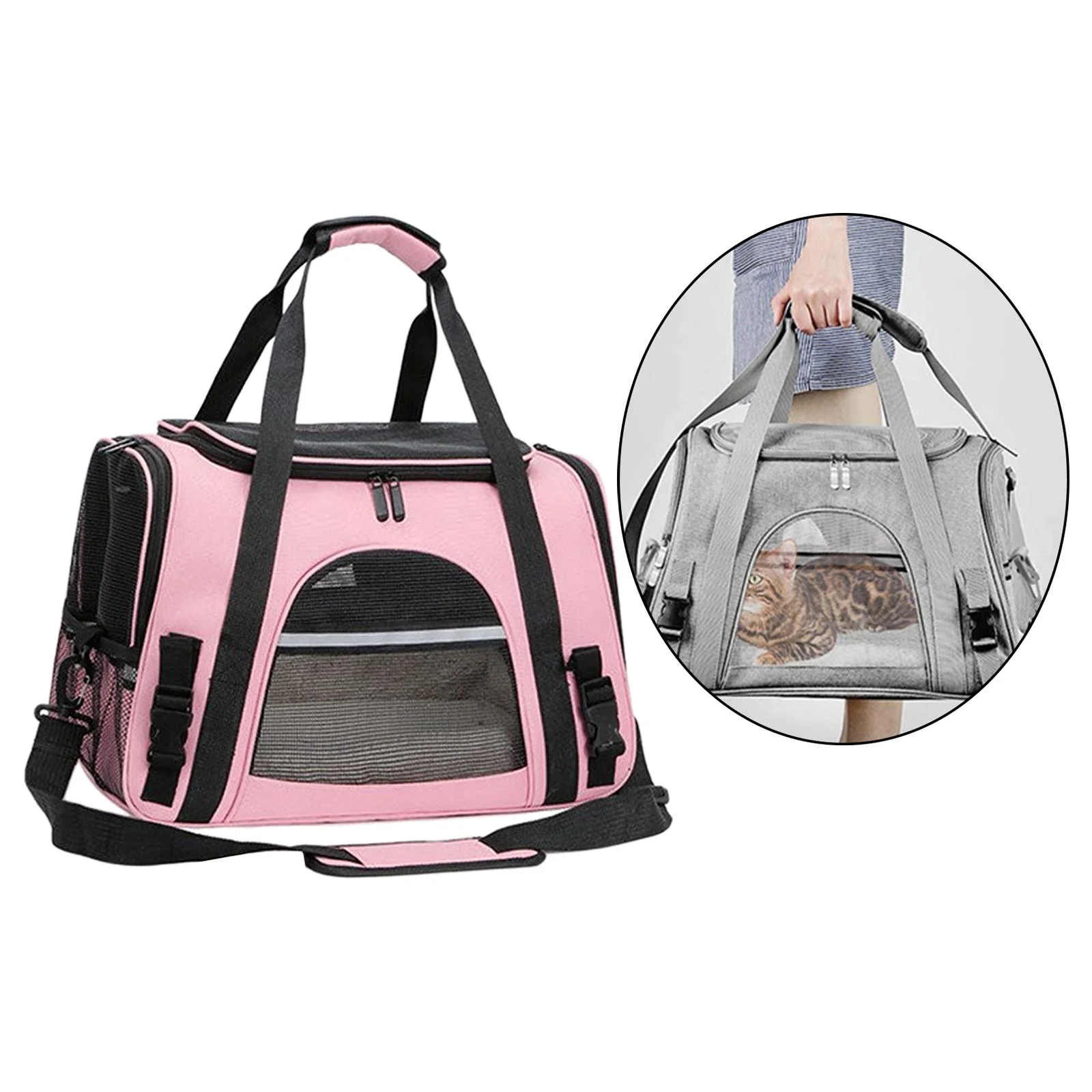 Portable Cat Carrier , Soft-Sided Pet Travel Carrier for Small Cats, Dogs Puppy Comfort Portable Foldable Pet Bag Outgoing Transport Pets Bags - Pink