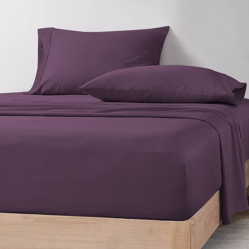 CCNY Emperor/Wyoming King Size Egyptian Cotton Bed Sheets 600 TC 4pc Sheet Set Plum Solid 18 Inch Deep Pocket