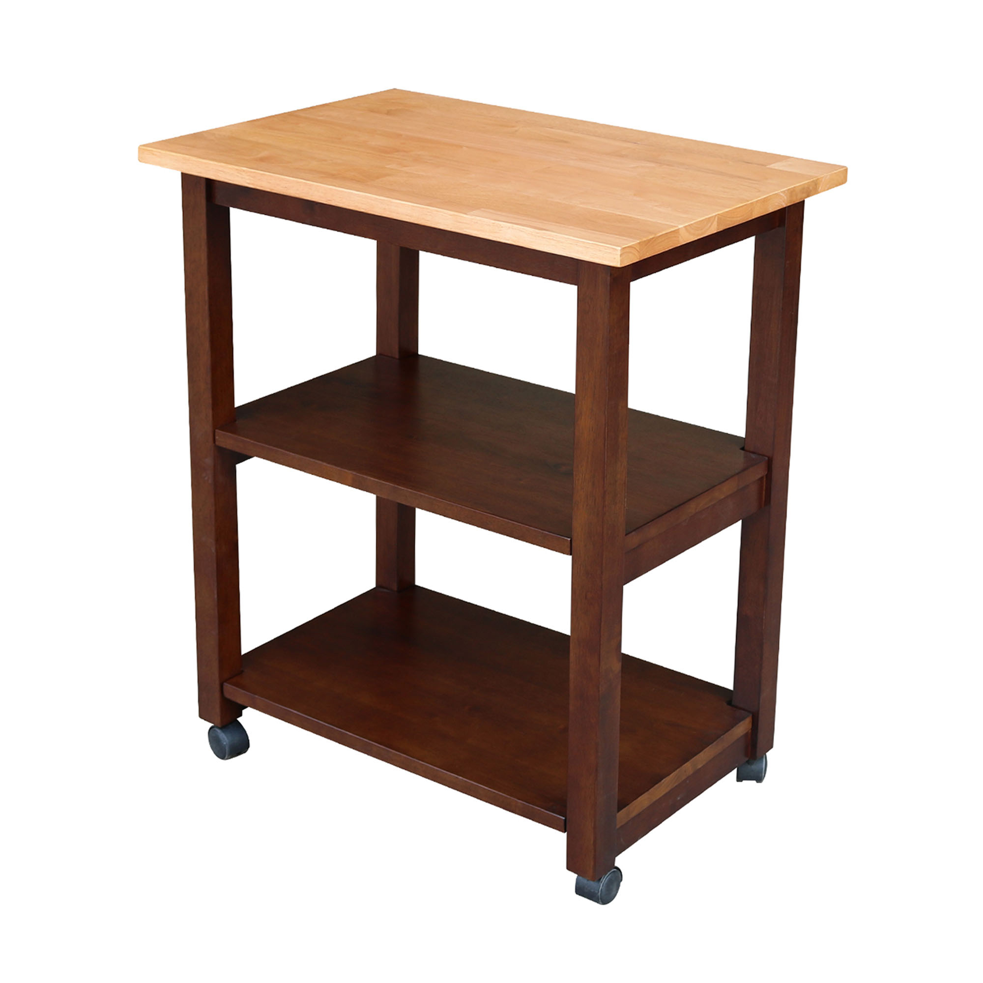 International Concepts Solid Wood Microwave Kitchen Cart, Cinnamon/Espresso