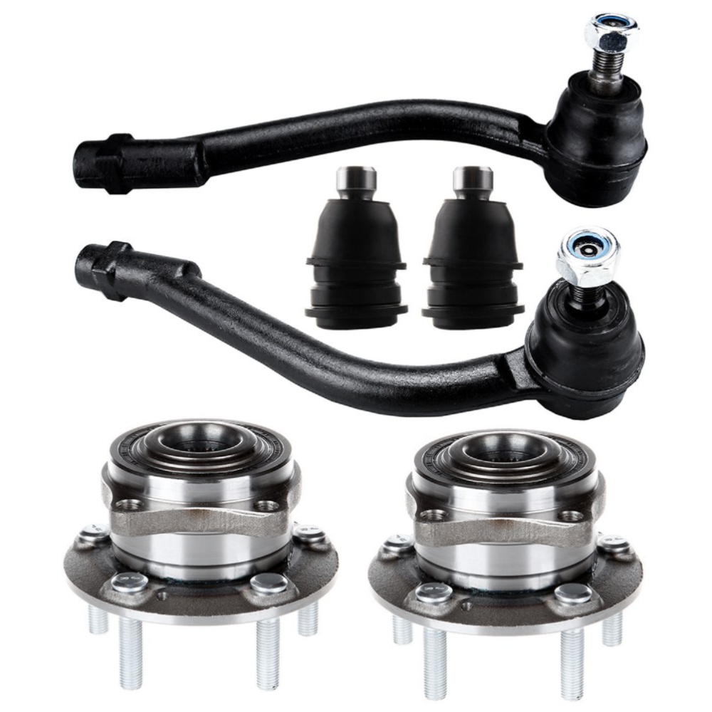 6pc Front Wheel Hub & Bearing Assembly + Tie Rods Ball Joint Set For Hyundai Kia