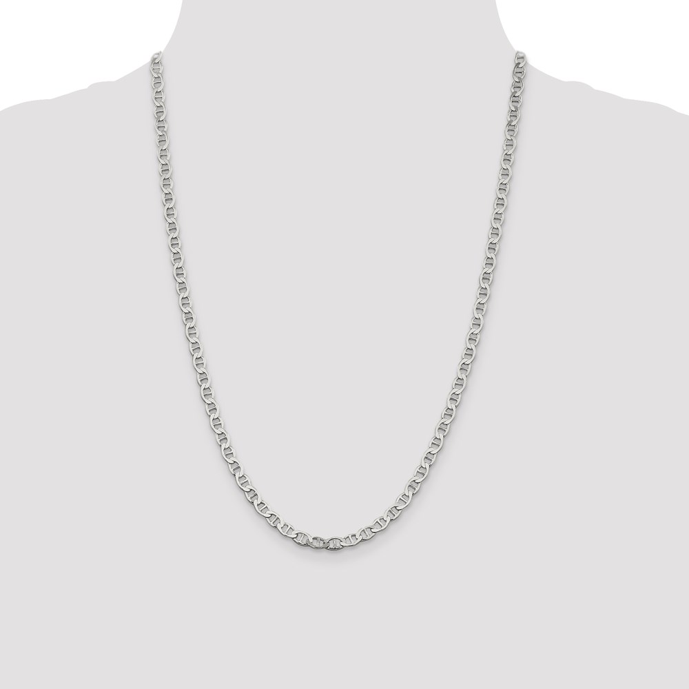 The Black Bow 4.75mm Sterling Silver Hollow Flat Anchor Chain Necklace, 24 Inch