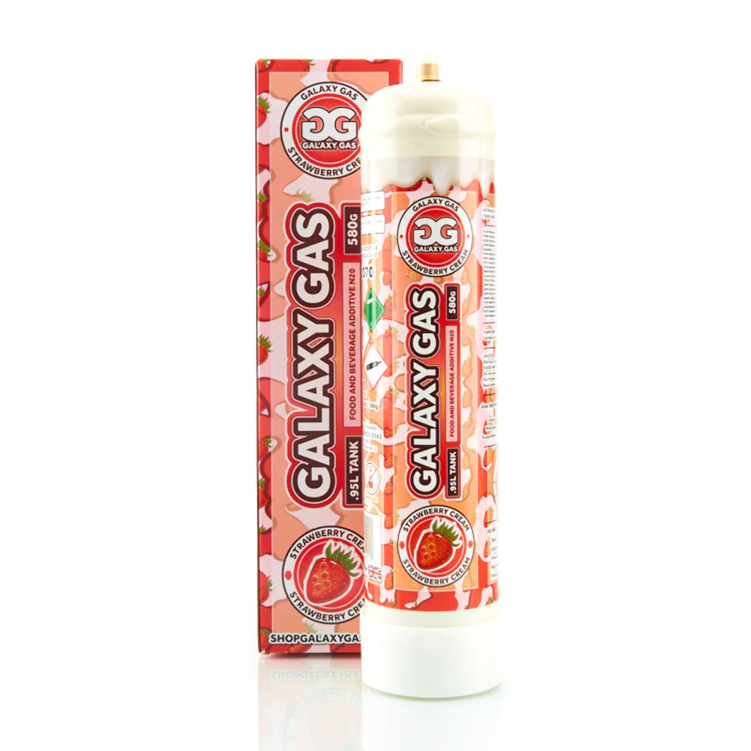 Galaxy Gas Strawberry Flavor Whipped Cream Dispenser Cartridge Tank, Nitrous Oxide 0.95L 580 Gram, Whipped Cream Tank, N2O Charger Tank, 1 Cylinder