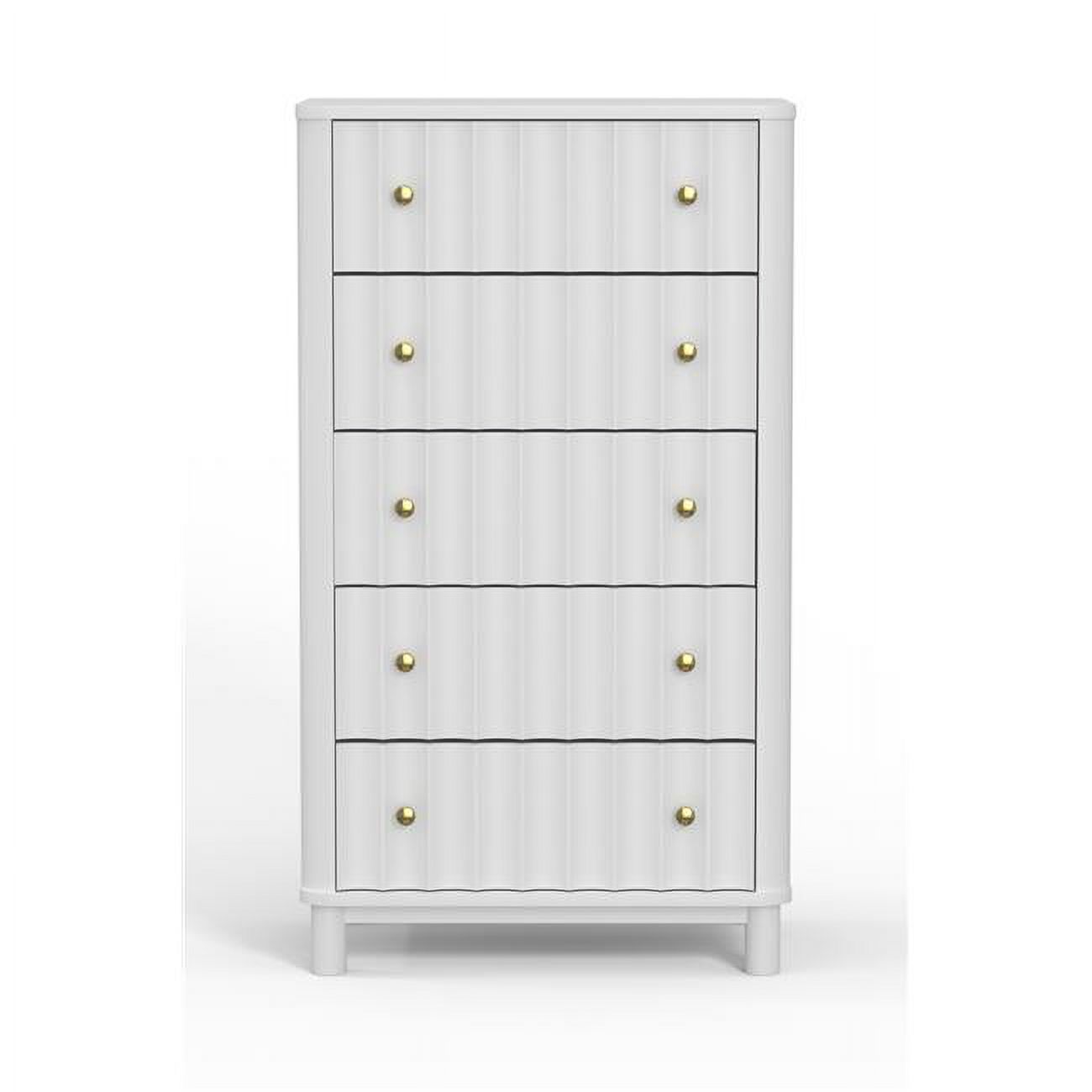 HomeRoots 524134 28 in. White Solid Wood Five Drawer Chest
