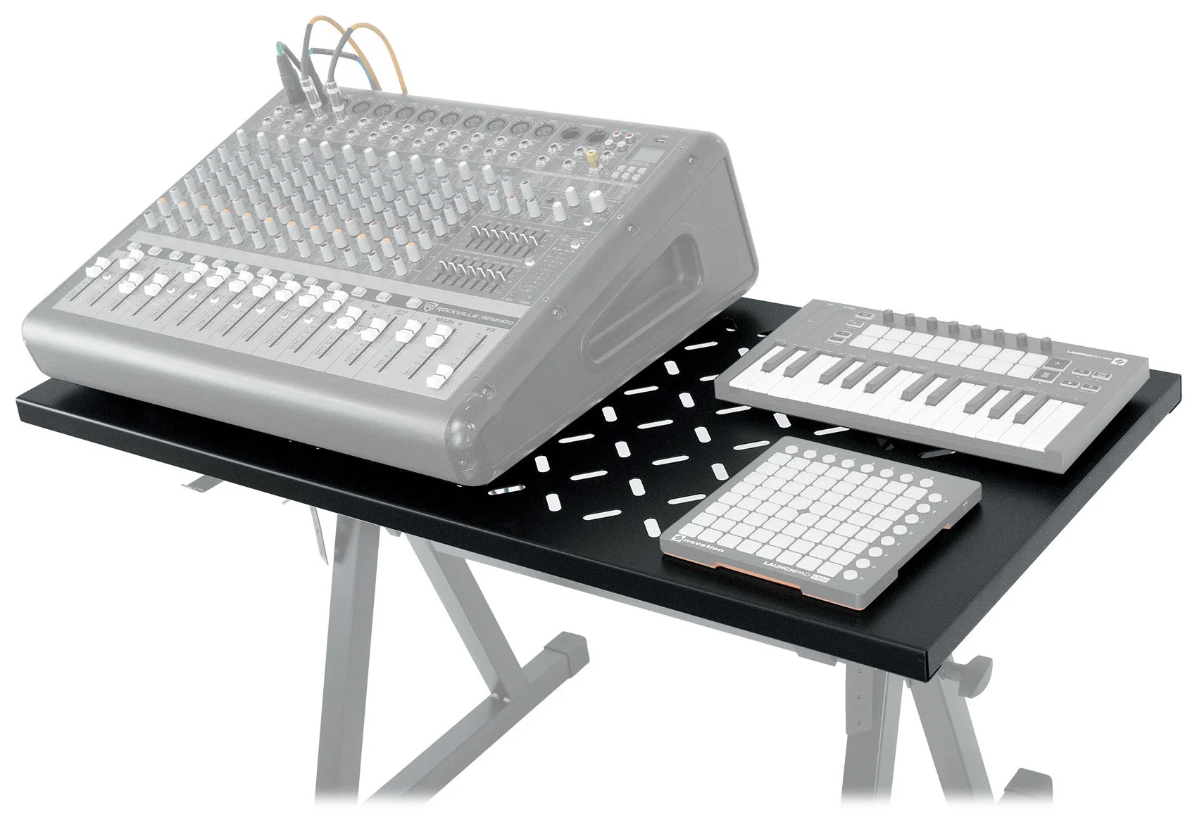 Rockville RKS30X Double X Braced Keyboard Stand w/ Shelf to Turn Into DJ Table