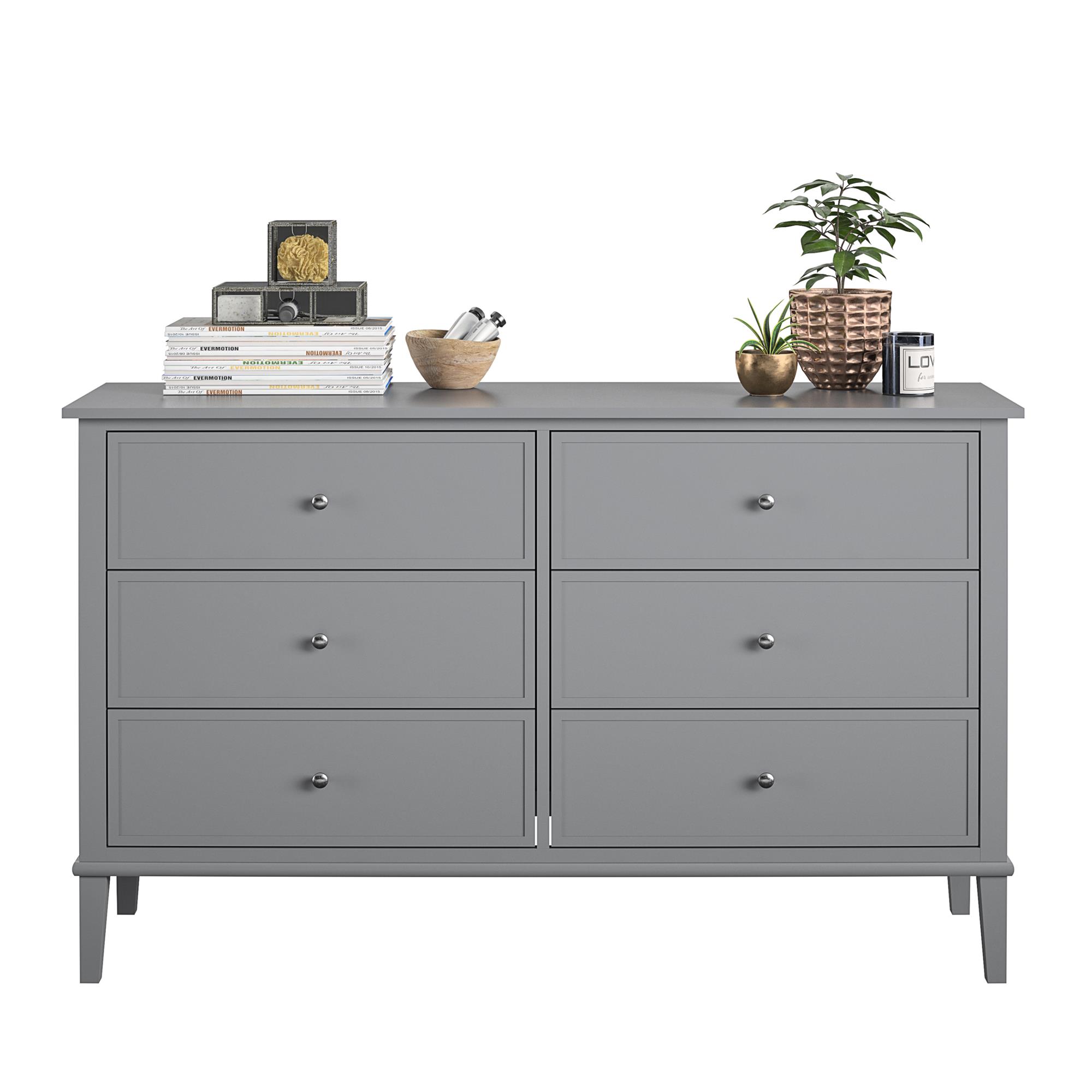 Desert Fields Eclectic Boho 6-Drawer Dresser, Gray