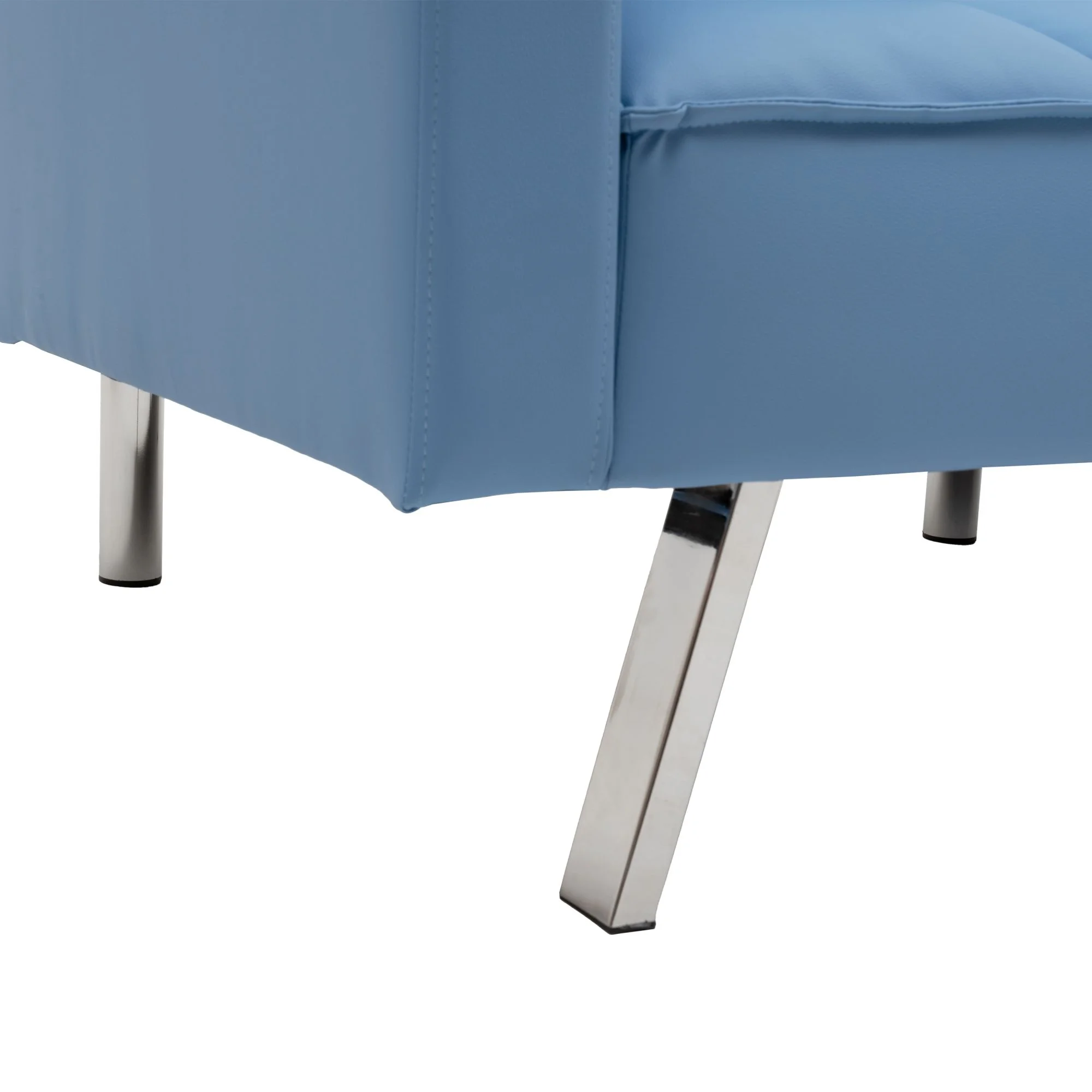 Loveseat Sofa Convertible Sofa Bed Sleeper PU leather Living Room Couches 2 Seating Chair with 2 Pillows Blue