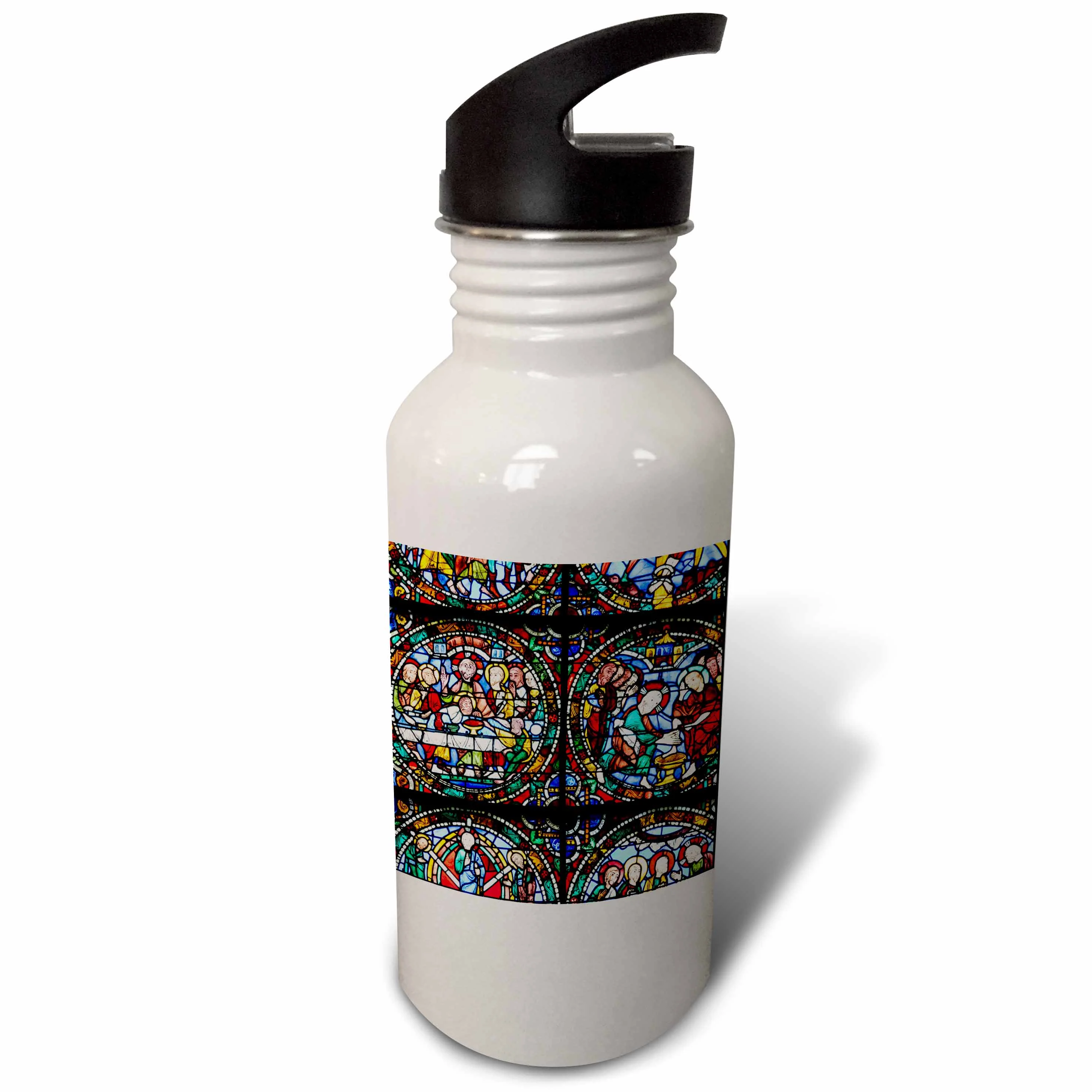 France, Centre, Chartres, Chartres Cathedral, stained glass window. 21 oz Sports Water Bottle wb-189343-1