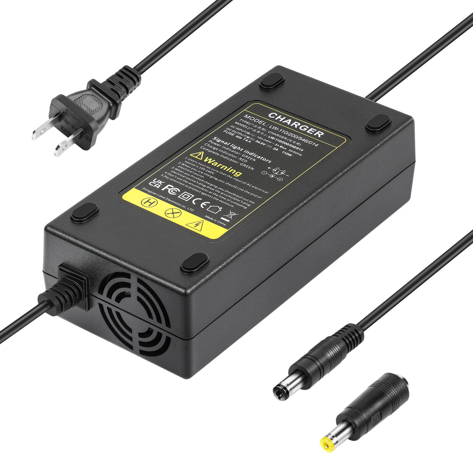 54.6V Charger Power Adapter for 48V Electric Bike E-bike Scooter Li-ion Battery