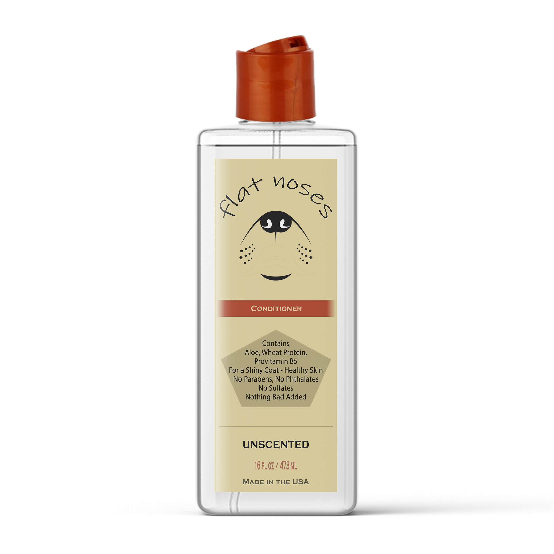 Flat Noses Natural Conditioner for Dogs - Unscented, Leaves Coat Clean with Lustrous Shine - Plant-Based Detangler, Nourishing, Moisturizing with Aloe, Provitamin B5