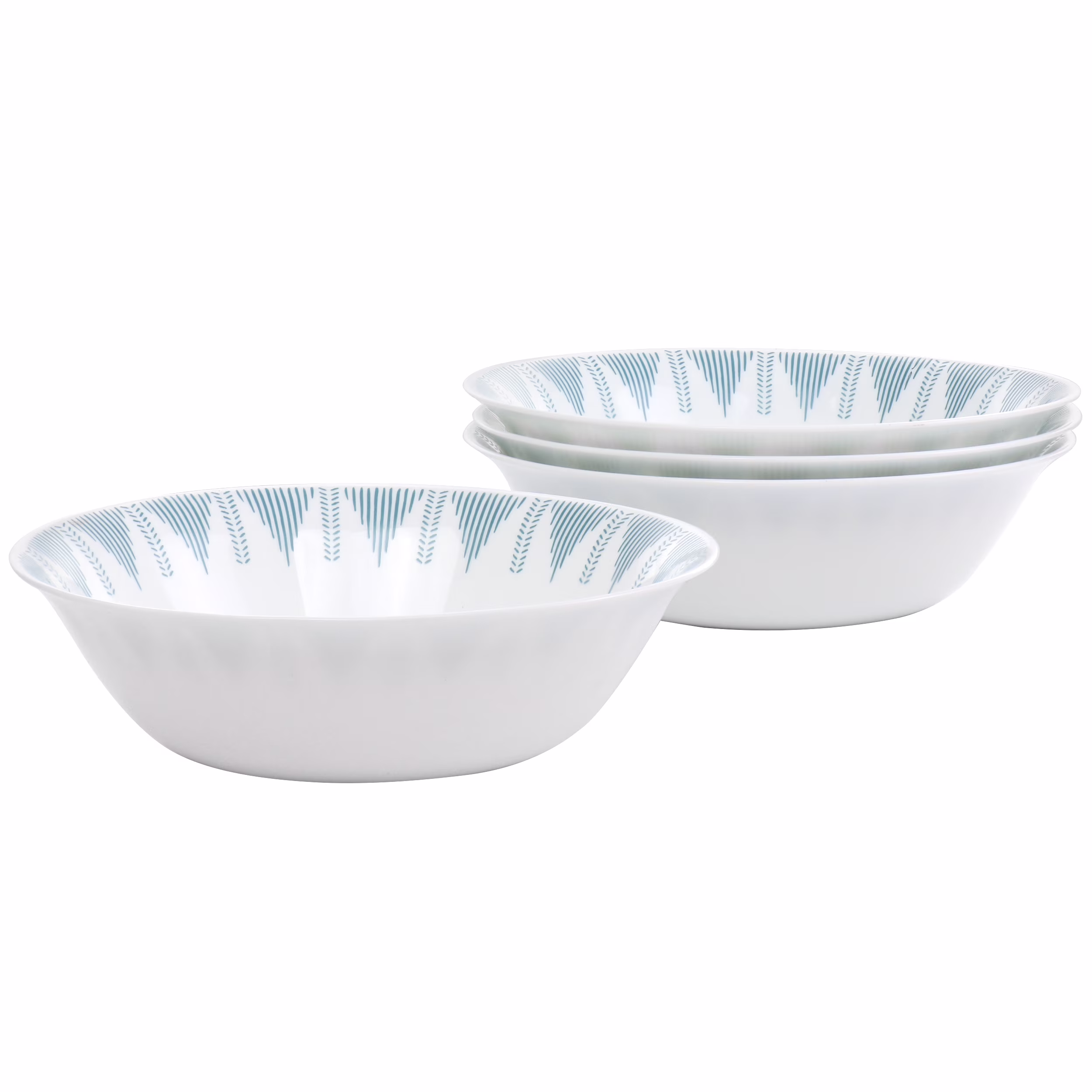 Ultra by Gibson Piper Point 4 Piece 6.5 Inch Round Tempered Opal Glass Fruit Bowl Set in Blue