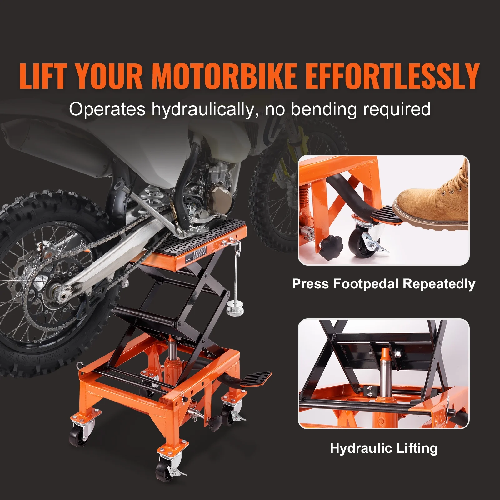 SKYSHALO Hydraulic Motorcycle Lift Table 350 lbs Dirt Bike Scissor Jack Stand