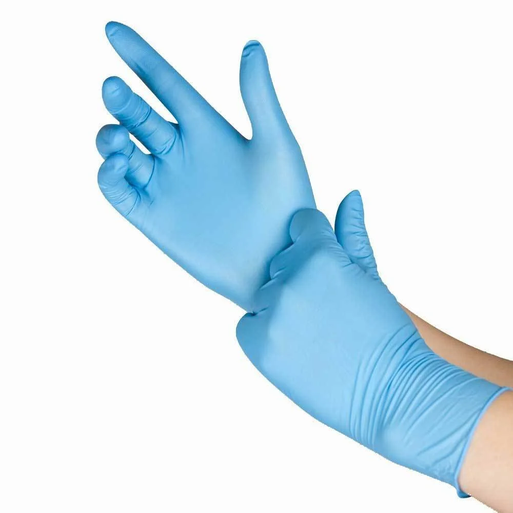 Blue Nitrile Powder Free Disposable Gloves, 9