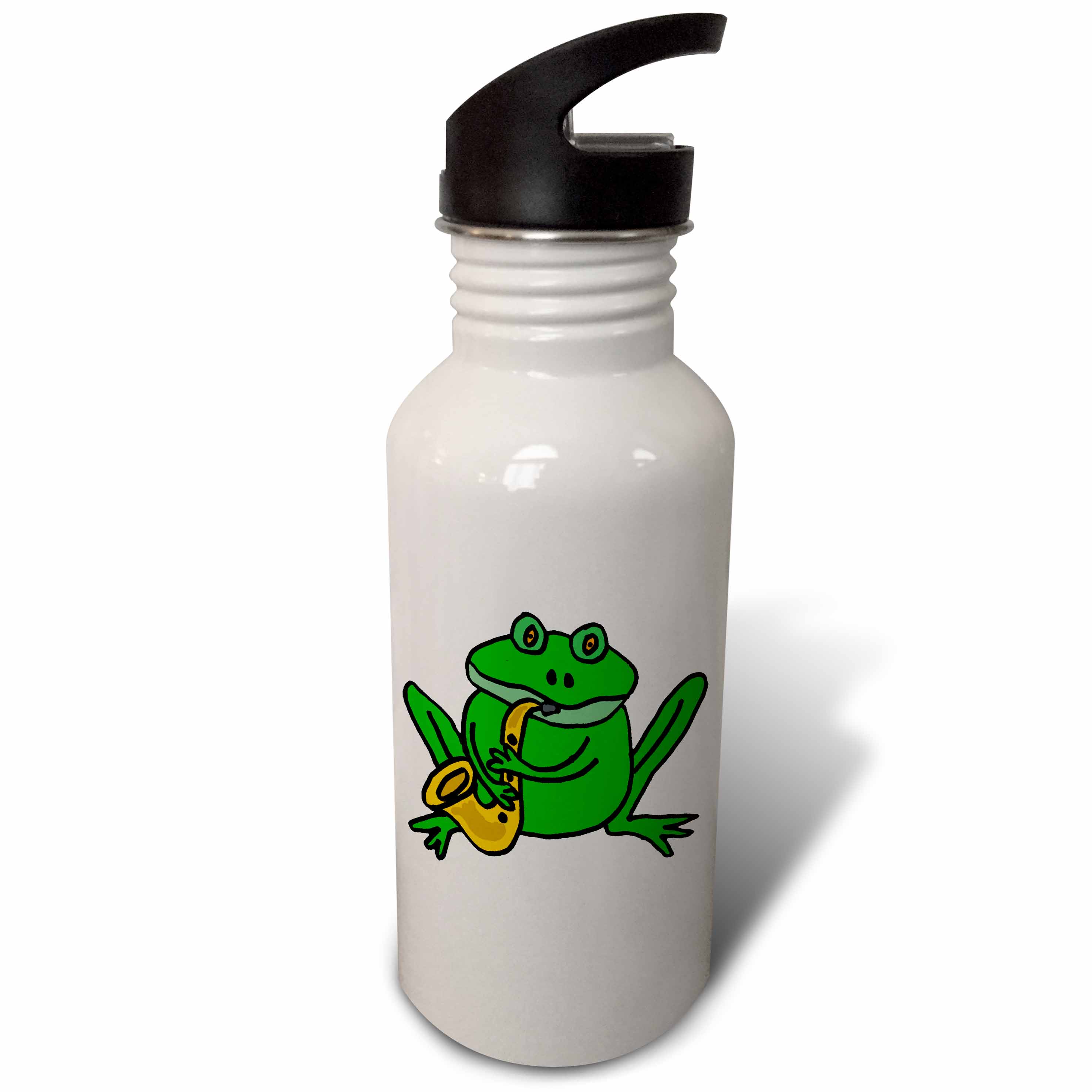 Funny Green Frog Playing Saxophone 21 oz Sports Water Bottle wb-200201-1
