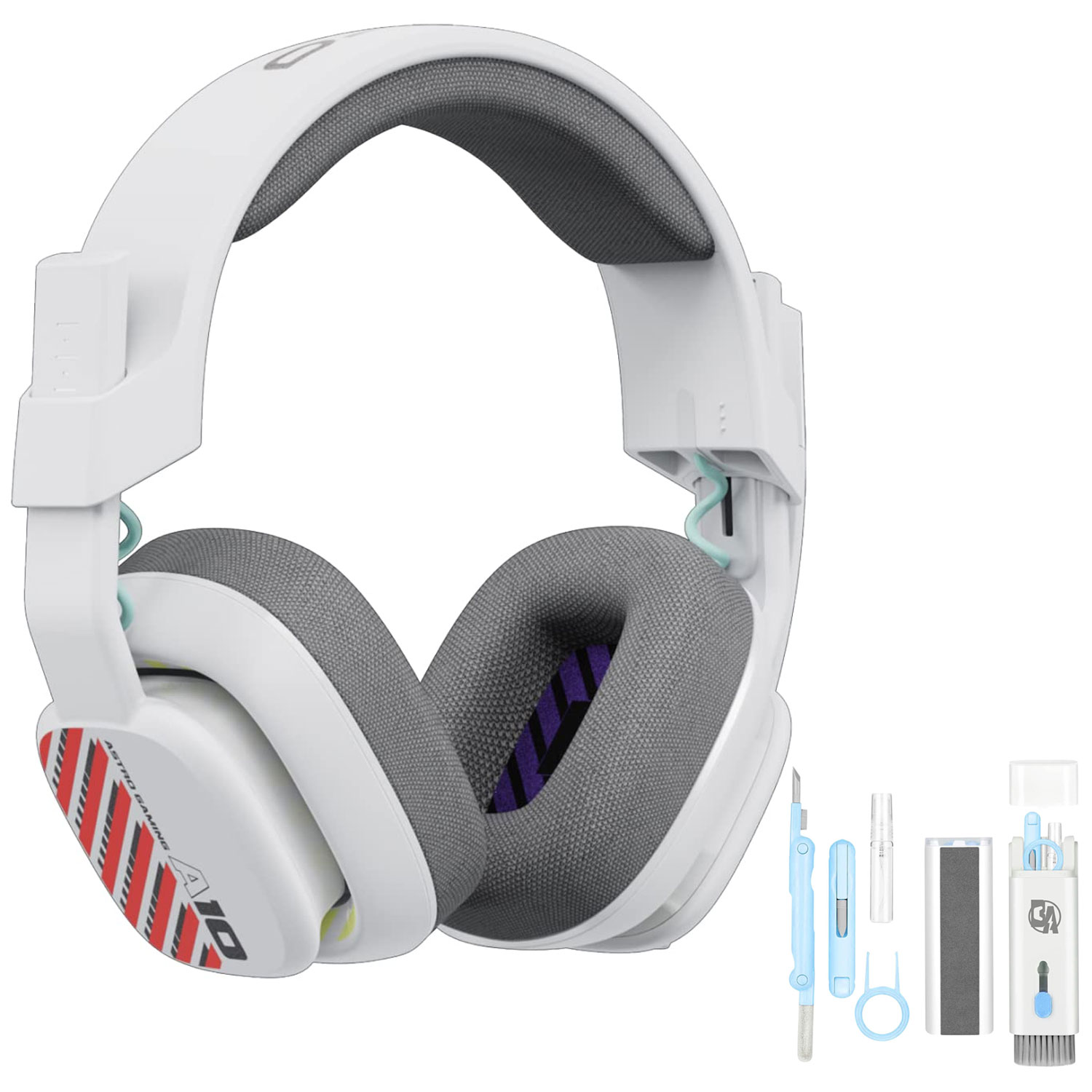 Astro Gaming A10 Gen 2 Wired Stereo Over-the-Ear Gaming Headset White With Bolt Axtion Cleaning Kit Bundle Like New