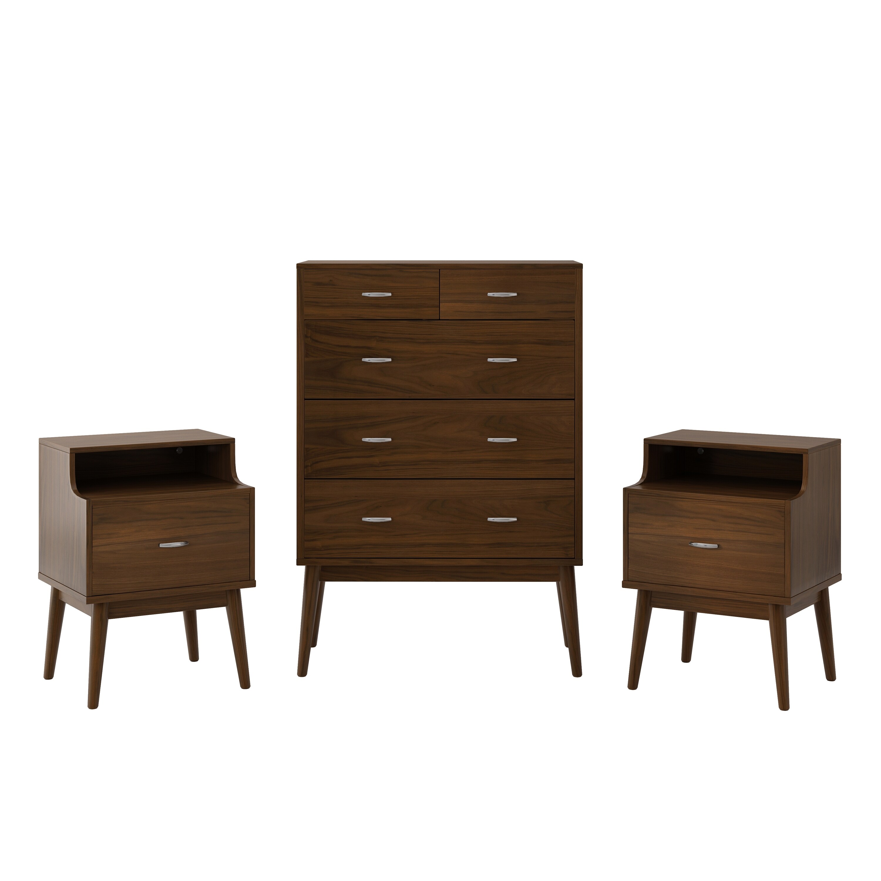 Christopher Knight Home Curtisian 3 Piece 5 Drawer Dresser and Nightstand Bedroom Set by  Black