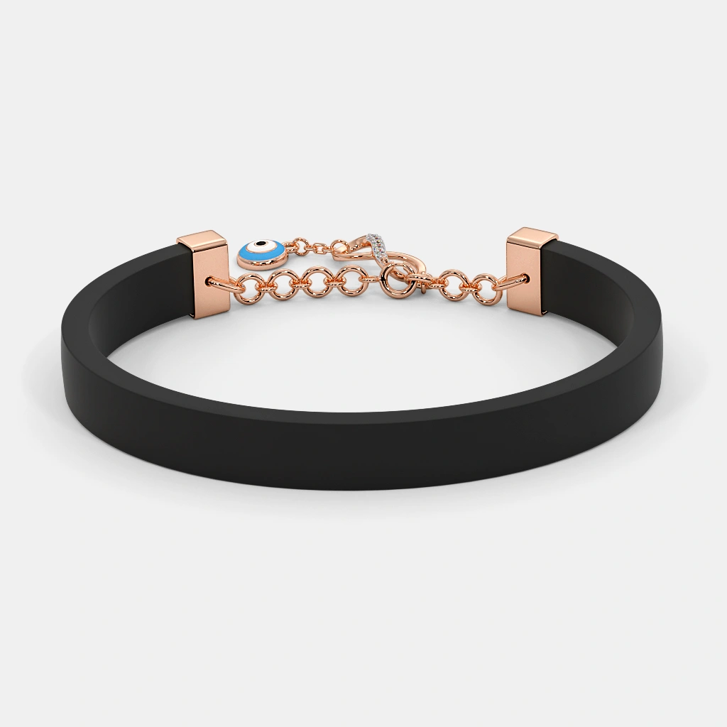 SILBERO INDIA The Eternality Adjustable Bracelet - Stylish Fusion in 18Kt Rose Gold and Black Silicon Rubber