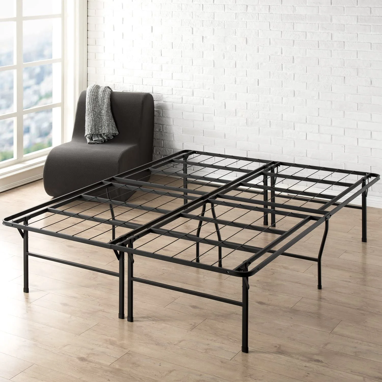 LIHONG 18 Inch Metal Platform Beds w/Heavy Duty Steel Slat Mattress Foundation (No Box Spring Needed)