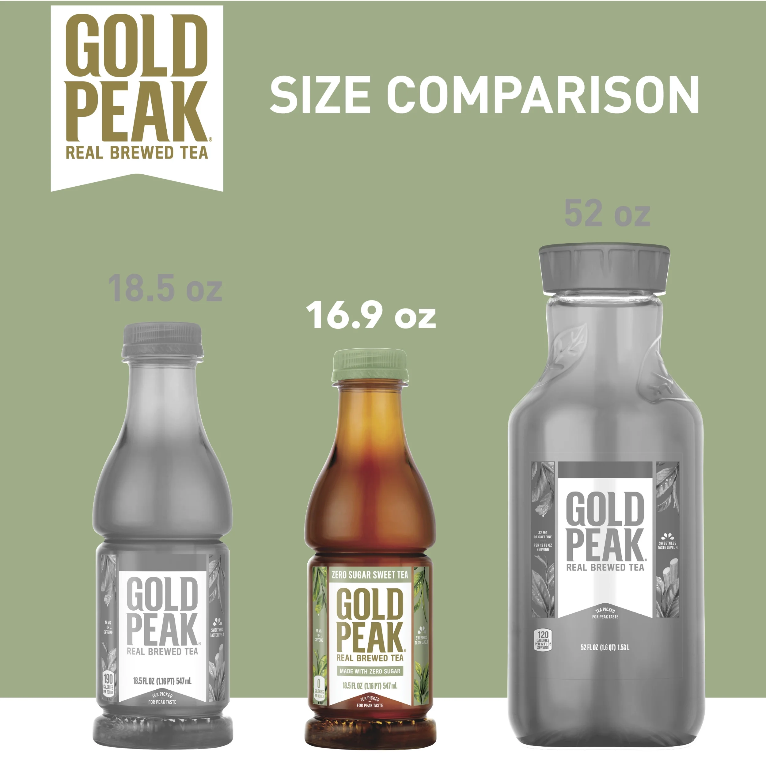 Gold Peak Zero Sugar Sweet Tea Bottles, 16.9 fl oz, 18 Pack