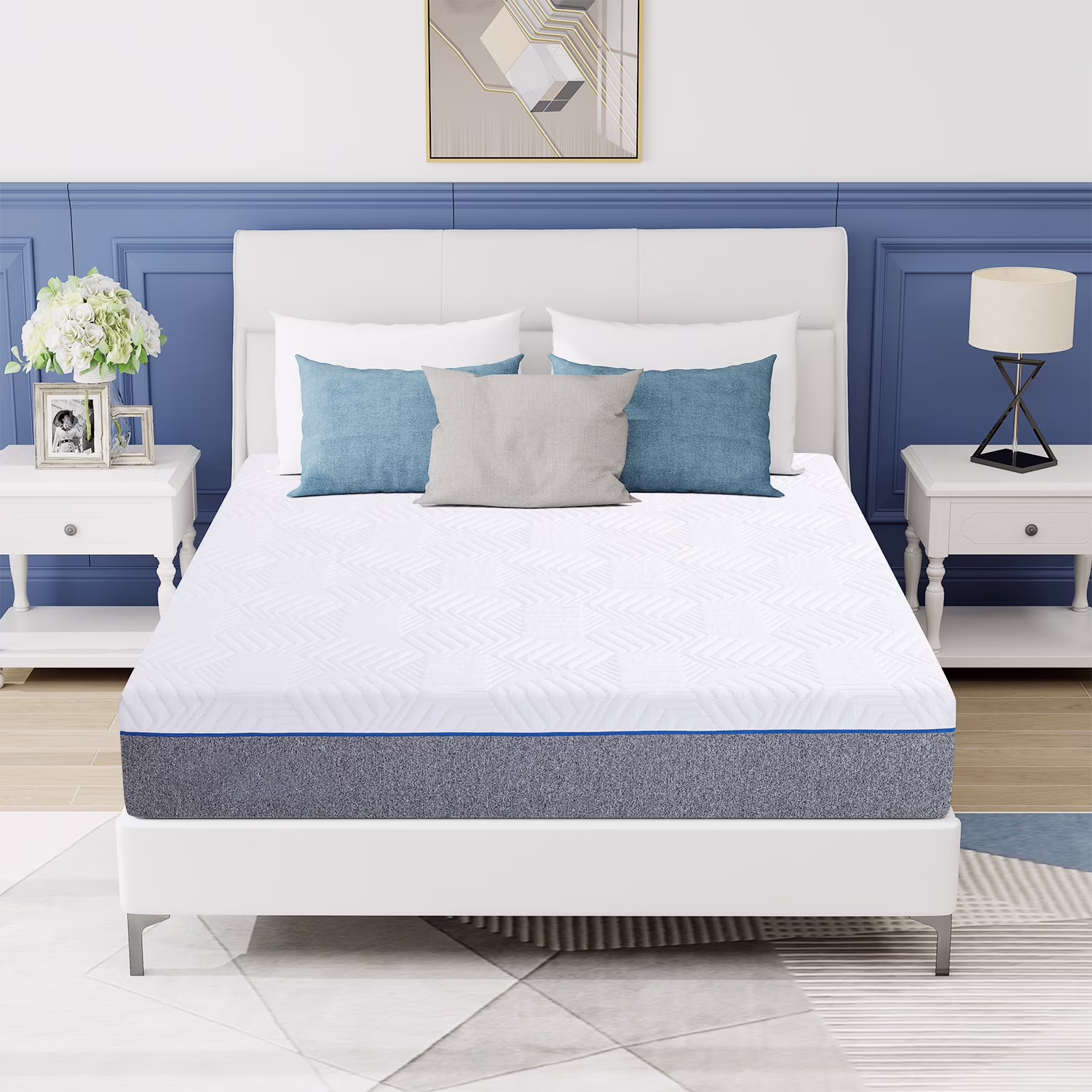 12 inches Cal King Size Memory Foam Hybrid Mattress, Bamboo Charcoal Infused for Cooling and Pressure Relief, Mattress In a Box