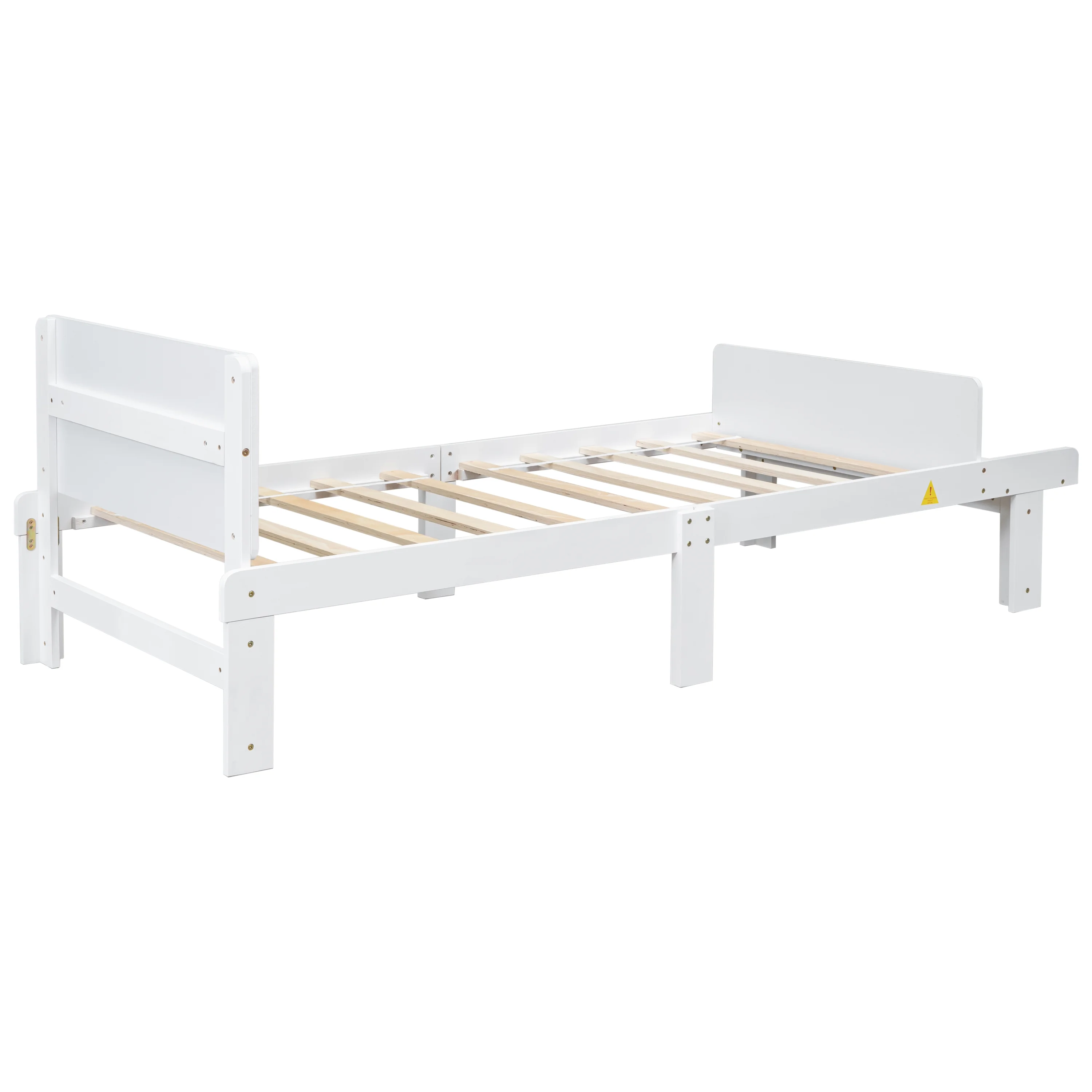 Holaki Twin Bed with Footboard Bench ,White