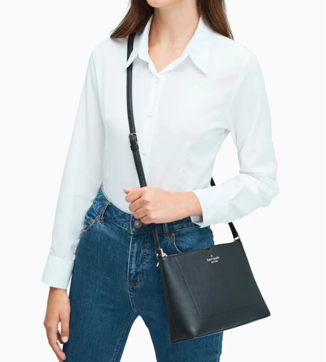 Kate Spade Harlow Large Top Zip Crossbody Black Pebbled Leather