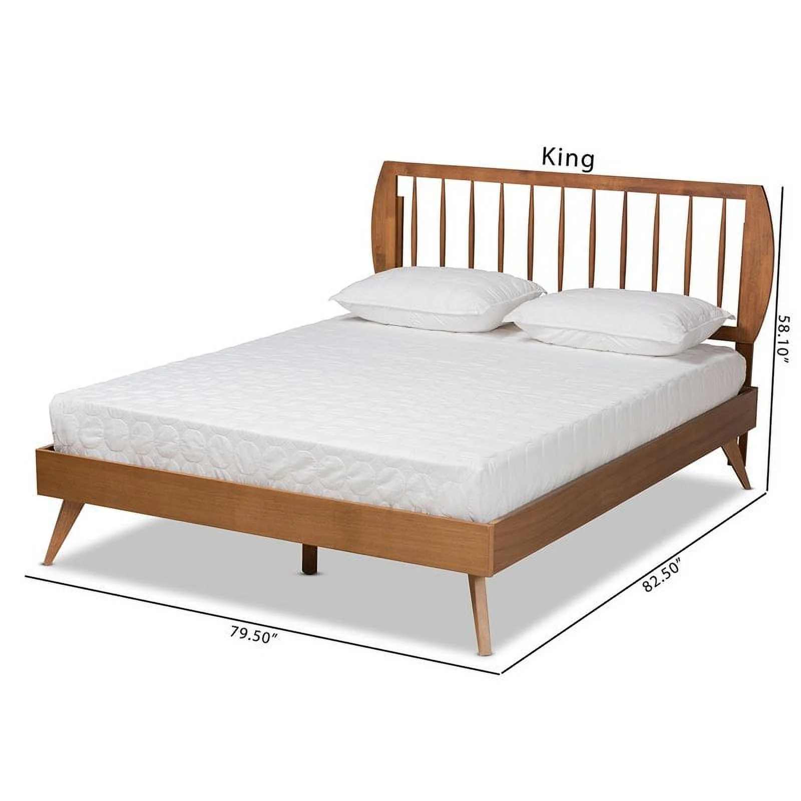Bowery Hill Walnut Brown Finished Wood Queen Size Platform Bed