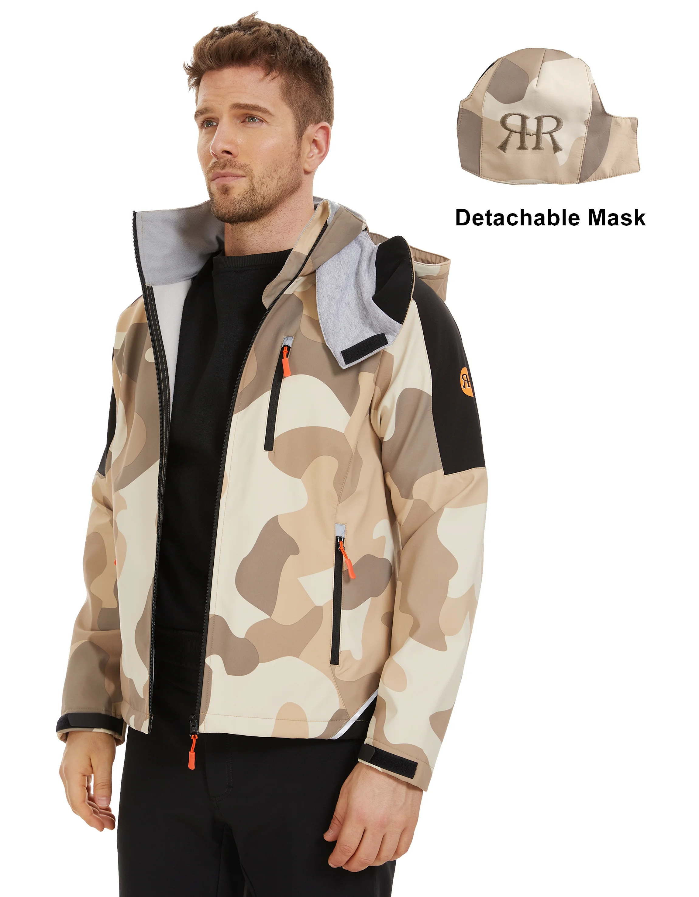 Men's Tactical Fleece Lined Mid Layer Jacket Thermal - Camo