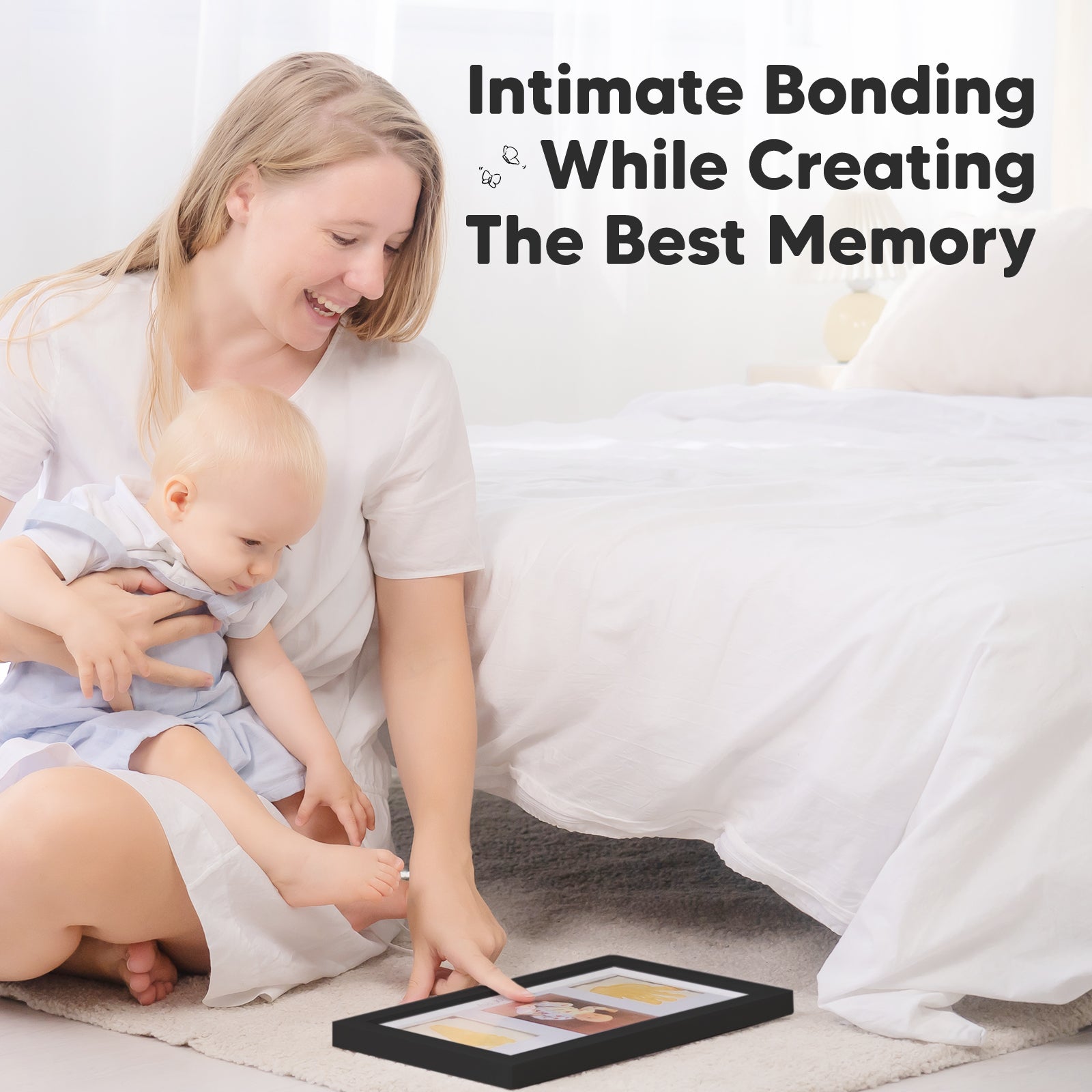 KeaBabies Baby Handprint Footprint Keepsake Kit, Black Photo Frame (Onyx Black)