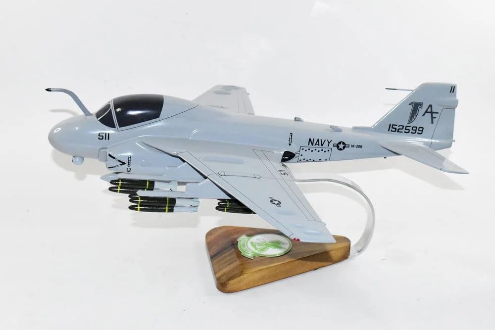 VA-205 Green Falcons A-6 (1992) Intruder Model, 1/36th Scale, Mahogany, Navy