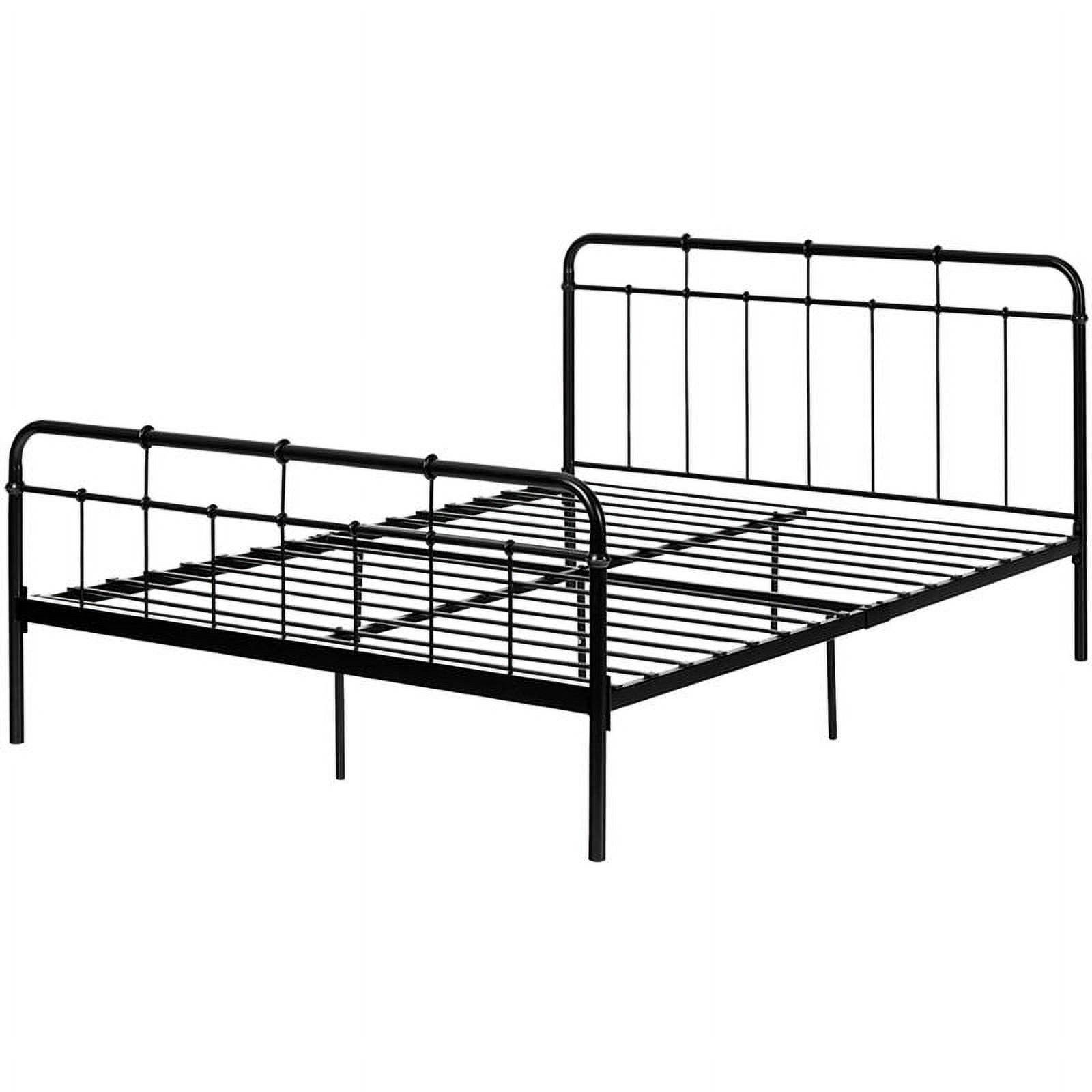 Pemberly Row Industrial Queen Metal Spindle Bed in Black