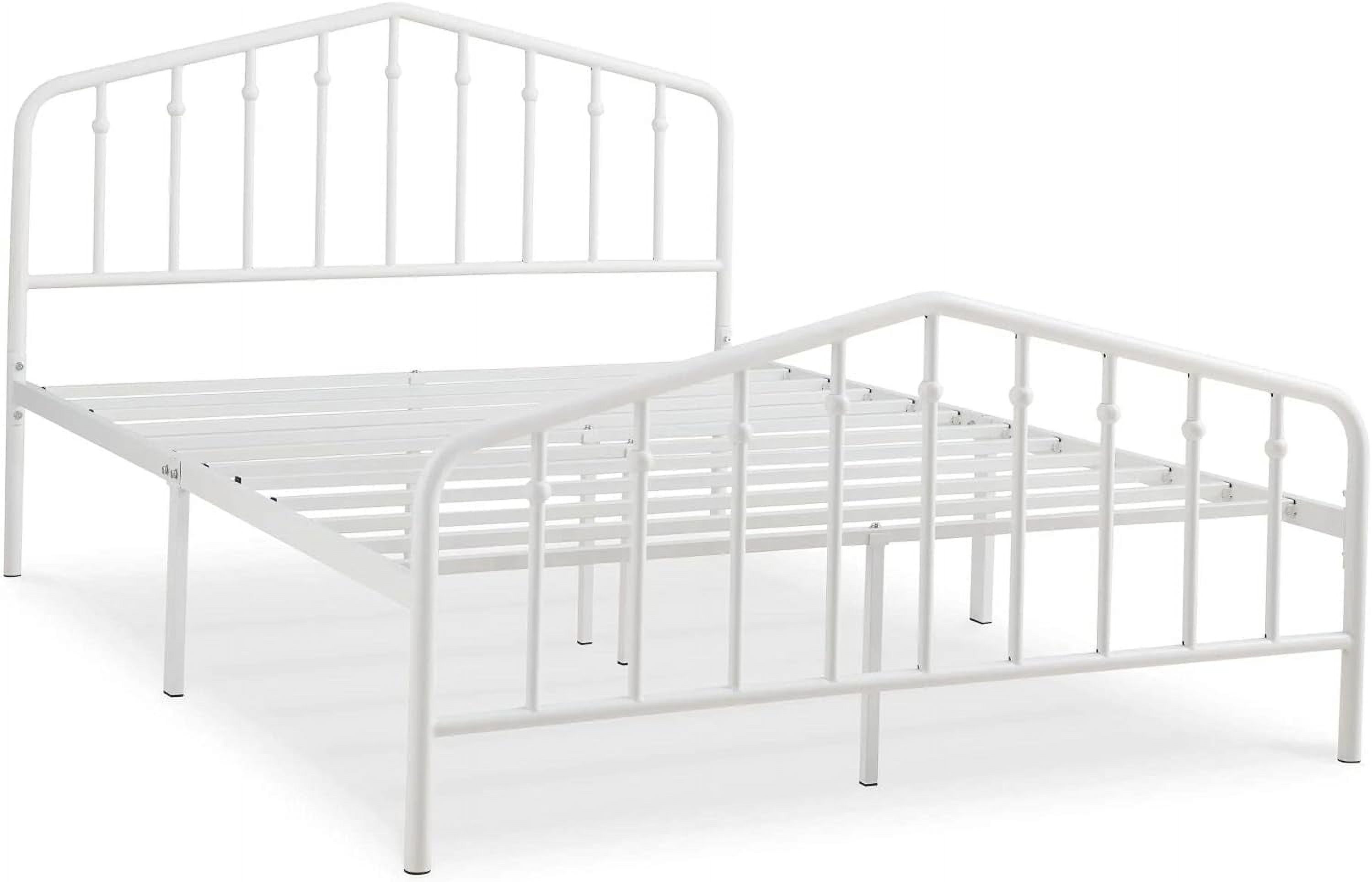 WAGEE Casual Trentlore Metal Bed, Full, White