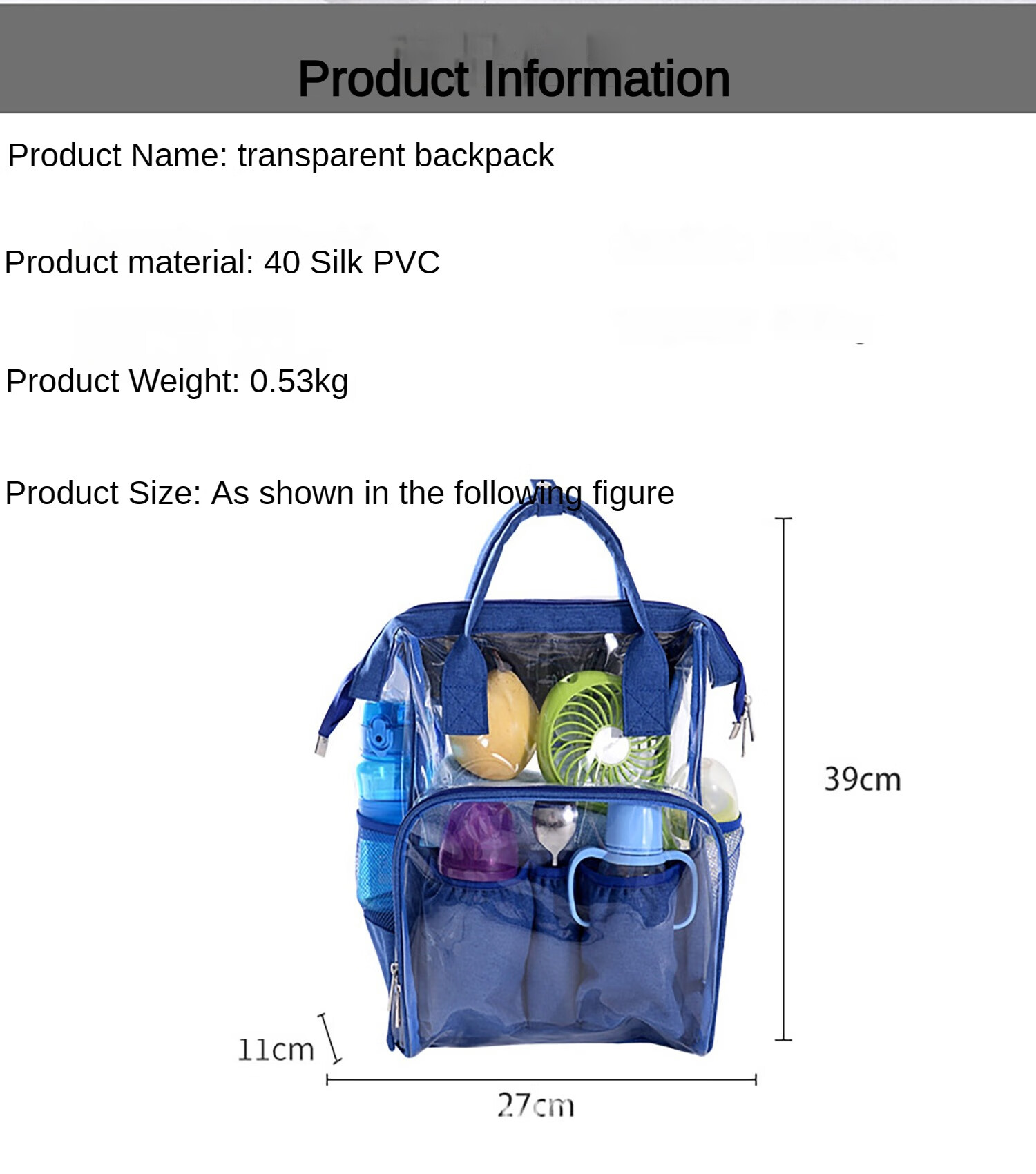 OLOEY Large-Capacity PVC Transparent Diaper Bag, Multi-Functional Waterproof Transparent Mother And Baby Bag, With Independent Bottle Insulation Bag (Black)