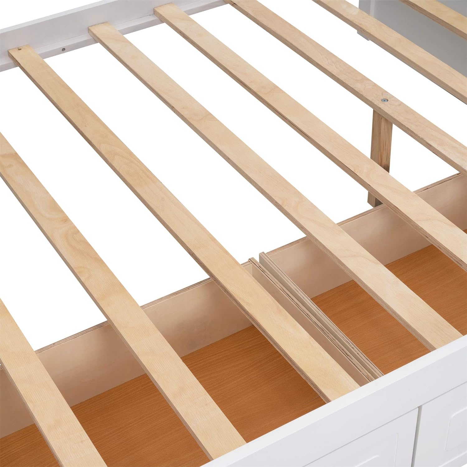 Full Over Full Buk Bed With Drawers, Woode Buk Bed Frame, White