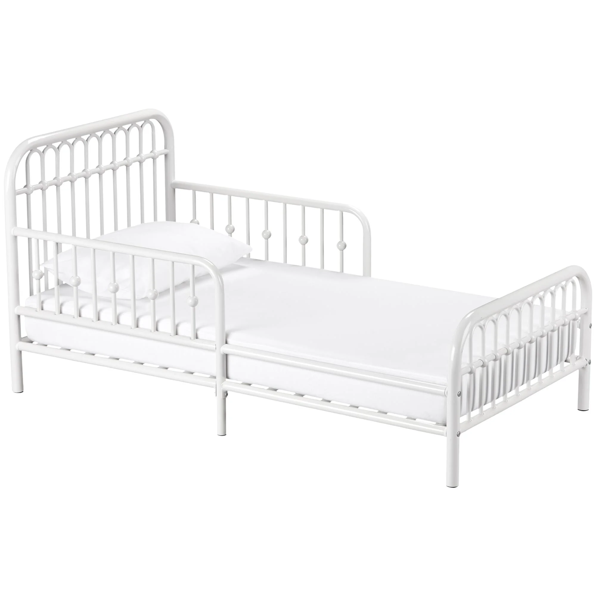 Little Seeds Monarch Hill Ivy Metal Toddler Bed with Safety 1st Sweet Dreams Baby & Toddler Mattress, Off White