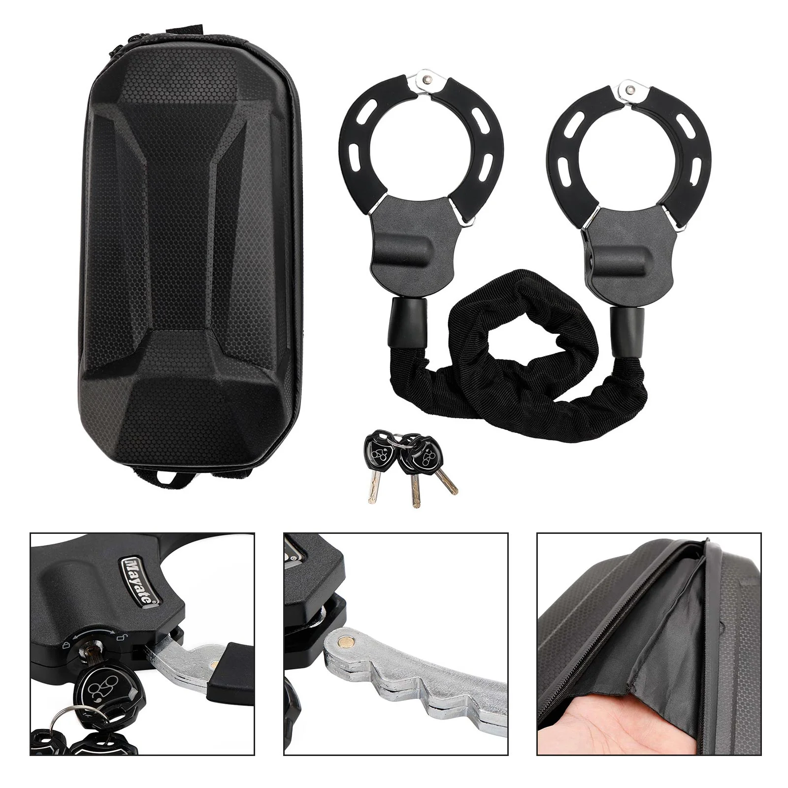 Scooter Chain Lock with Scooter Bag, Security Anti-Theft Bike Lock, Handcuff Chain Lock and Bag for Bike Electric Scooter, Motorcycle, Bicycle, Electric Scooter Accessories